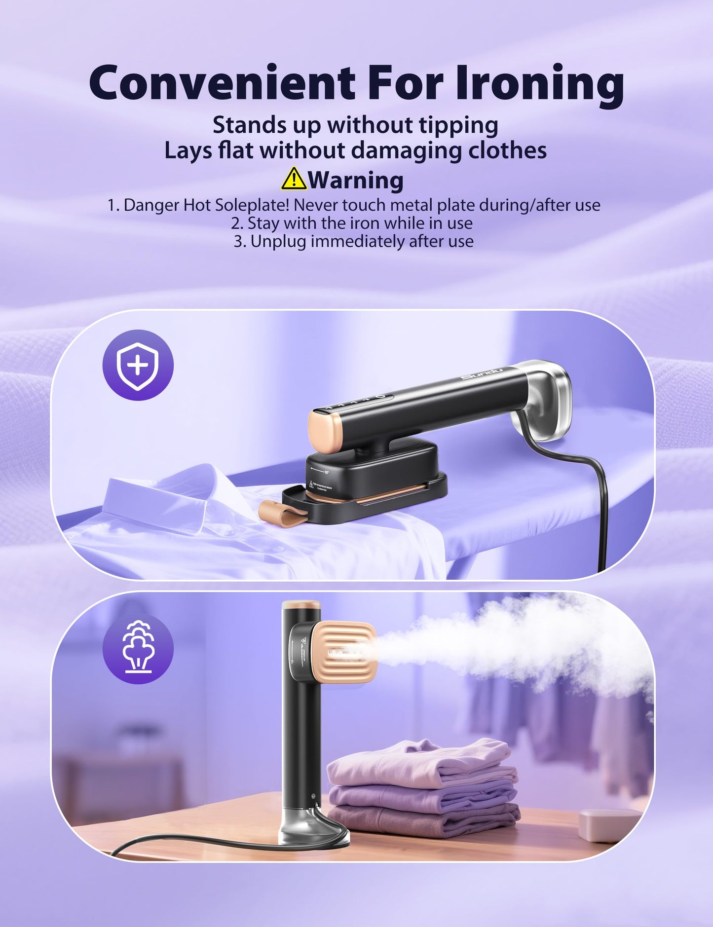 Steamer for Clothes Portable Handheld Garment Steamer,15s Fast Heat-up,180ml Tank,Steamer Ironing Gloves,35 Minutes of Continuous Ironing for Travel and Home(Black)
