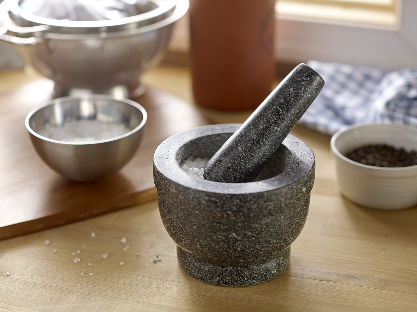 Fox Run Brands Granite Mortar and Pestle - 6250, Gray, 5.5 x 6 x 6 inches