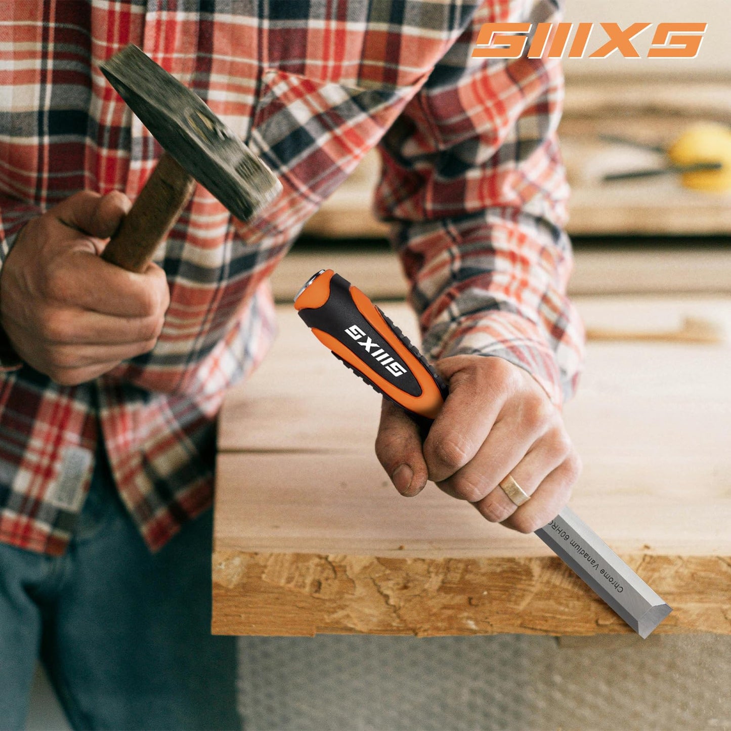 SIIIXS 8pcs Premium Wood Chisel Set, 8pcs Wood Chisel with 1 Honing Guide, 1 Sharpening Stone and 2 Carpenter Pencils