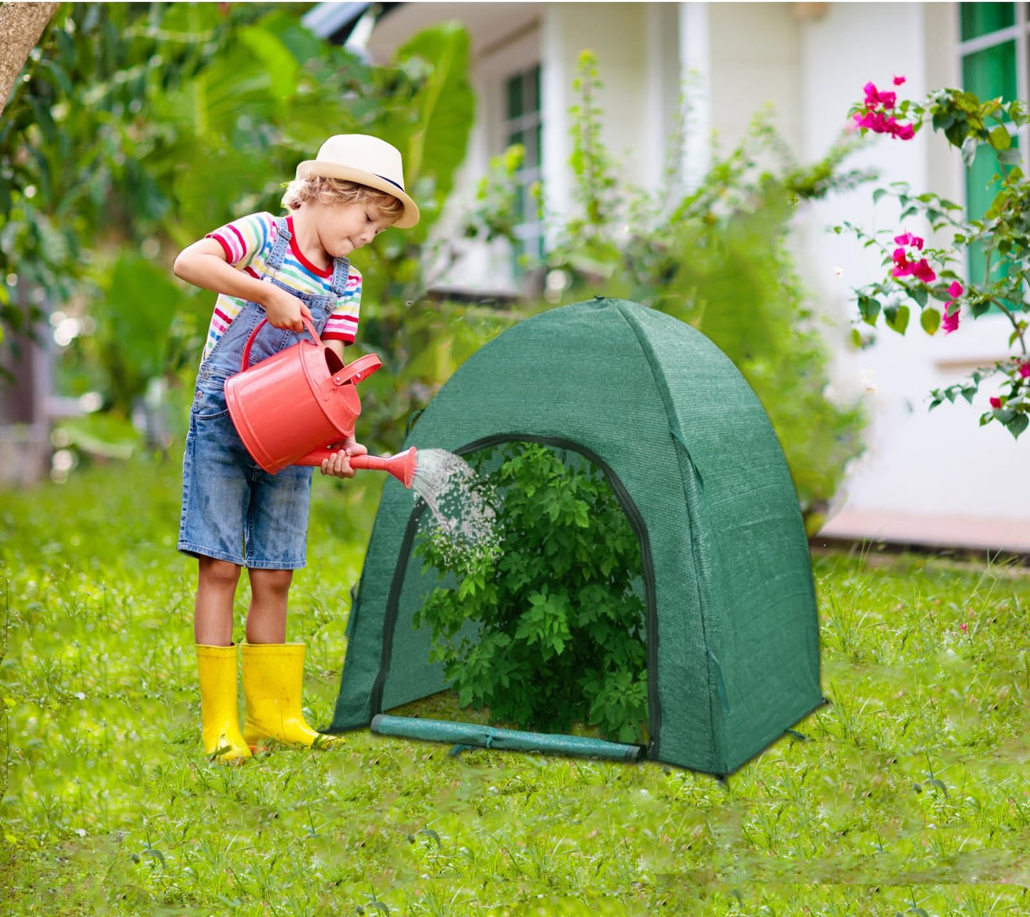 YAMYGA Winter Plant Covers for Snow and Ice Protection Shrub Cover Freeze Protection Plant Tent Protect Outdoor Plant and Potted Plant from Snow Frost Sun and Animal with Zipper Door 28*28*30 (2Packs)