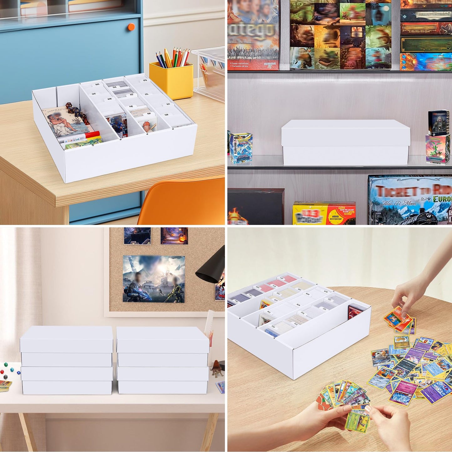 5 Row Trading Card Storage Box, 2 Pack Cardboard Storage Box with Divider for Mtg, Tcg, Sports Cards