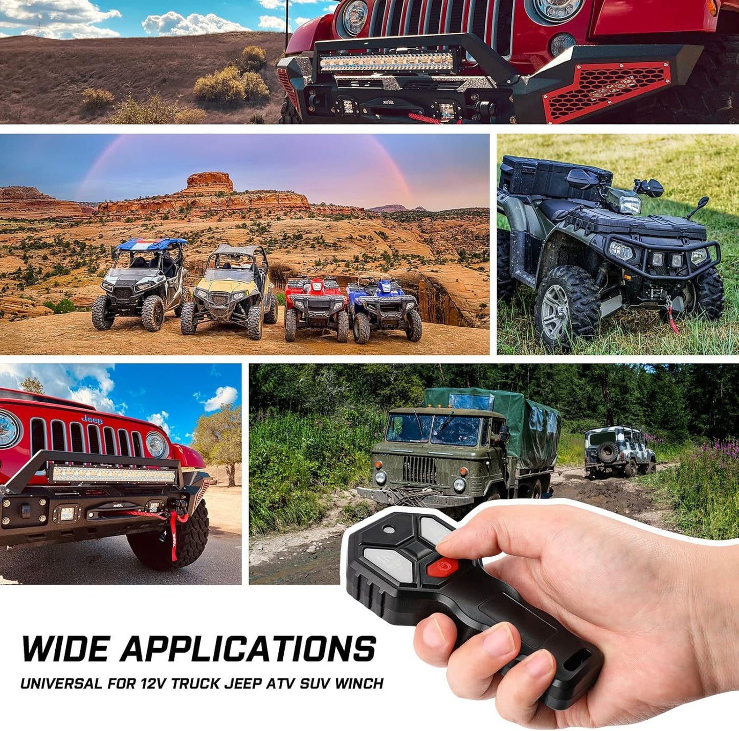 X-BULL Wireless Winch 2 Remote Control Kit Handset Switch Car ATV SUV 12V (Black)