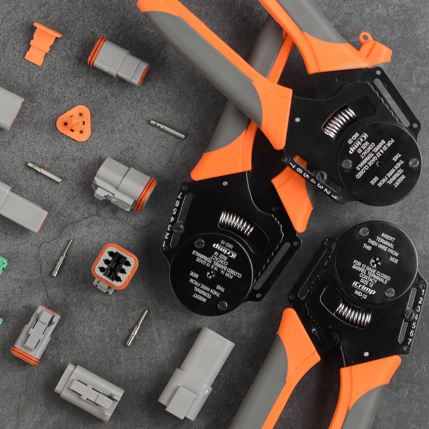 iCrimp Closed Barrel Crimper 4 Way Indent,8 Impression Type for Deutsch Solid Contacts gage 14,16&18(IWD-16)