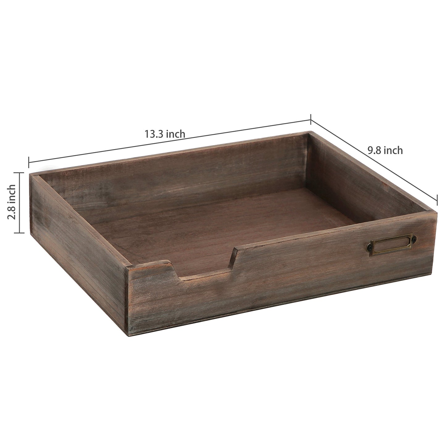 MyGift® Distressed Finish Brown Vintage Wood Office Desktop Paper, File, Folder, Magazine Holder Tray