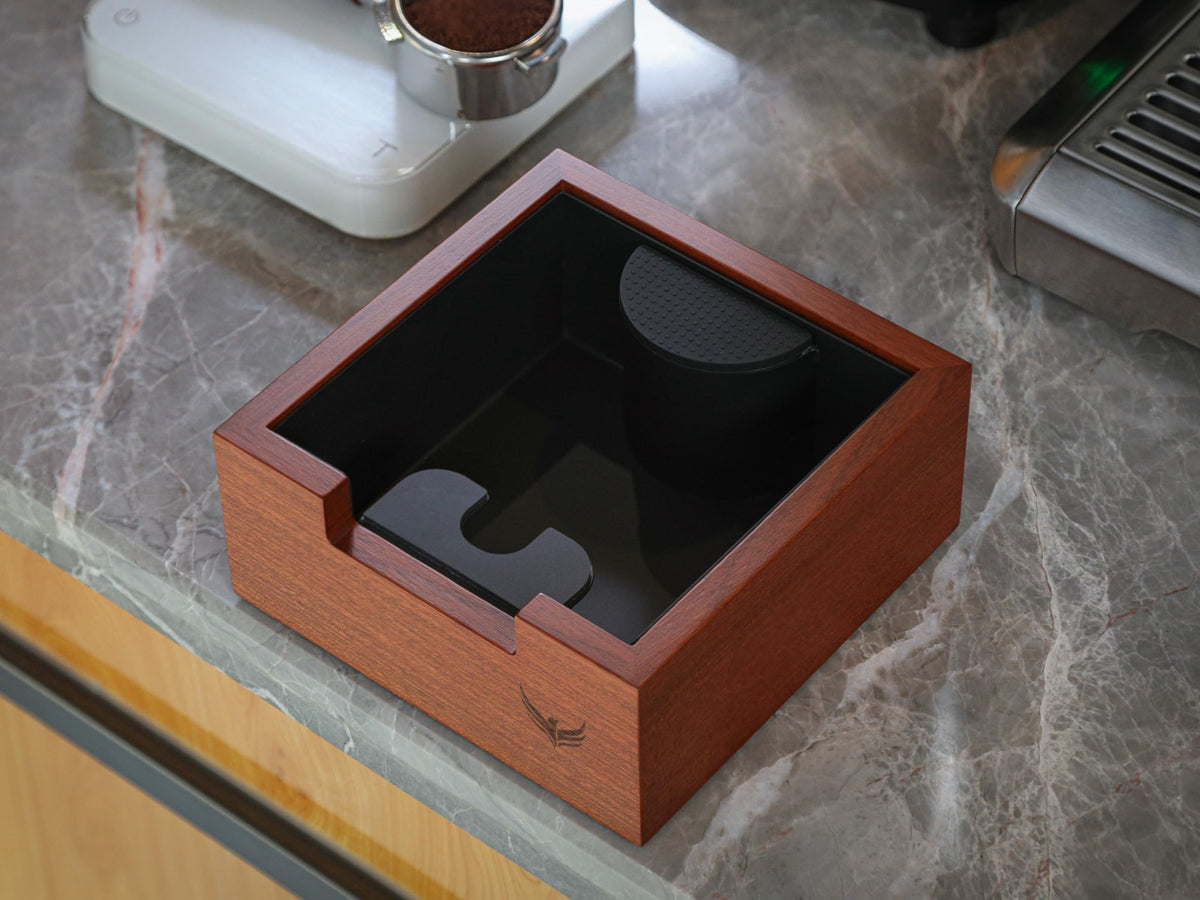 KNODOS Rosewood Espresso Knock Box – Coffee Puck Bin with Shock-Absorbing Bar & Non-Slip Base | Premium Coffee Grounds Container for Espresso Stations & Home Barista Setups