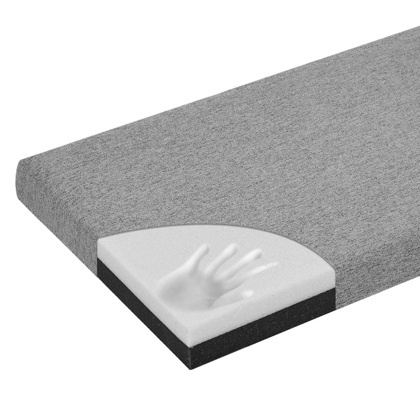 baibu 40 Inch Bench Cushion, Dual-Layer Design Memory Foam Indoor Outdoor Rectangle Bench Seat Cushion, Non-Slip Standard Size Rectangle Seat Pad with Ties, 40x16x2Inch, Grey