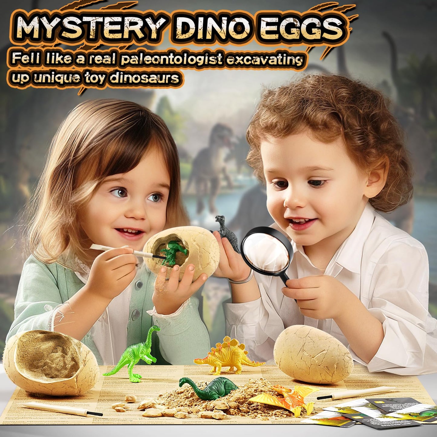 24 Dinosaur Eggs Excavation Dig Kit - Dinosaur Toys for Kids - Break Open Eggs and Discover 24 Cute Dinosaurs - Archaeology Preschool Science Crafts,STEM Science & Educational Toys Make Great Kids