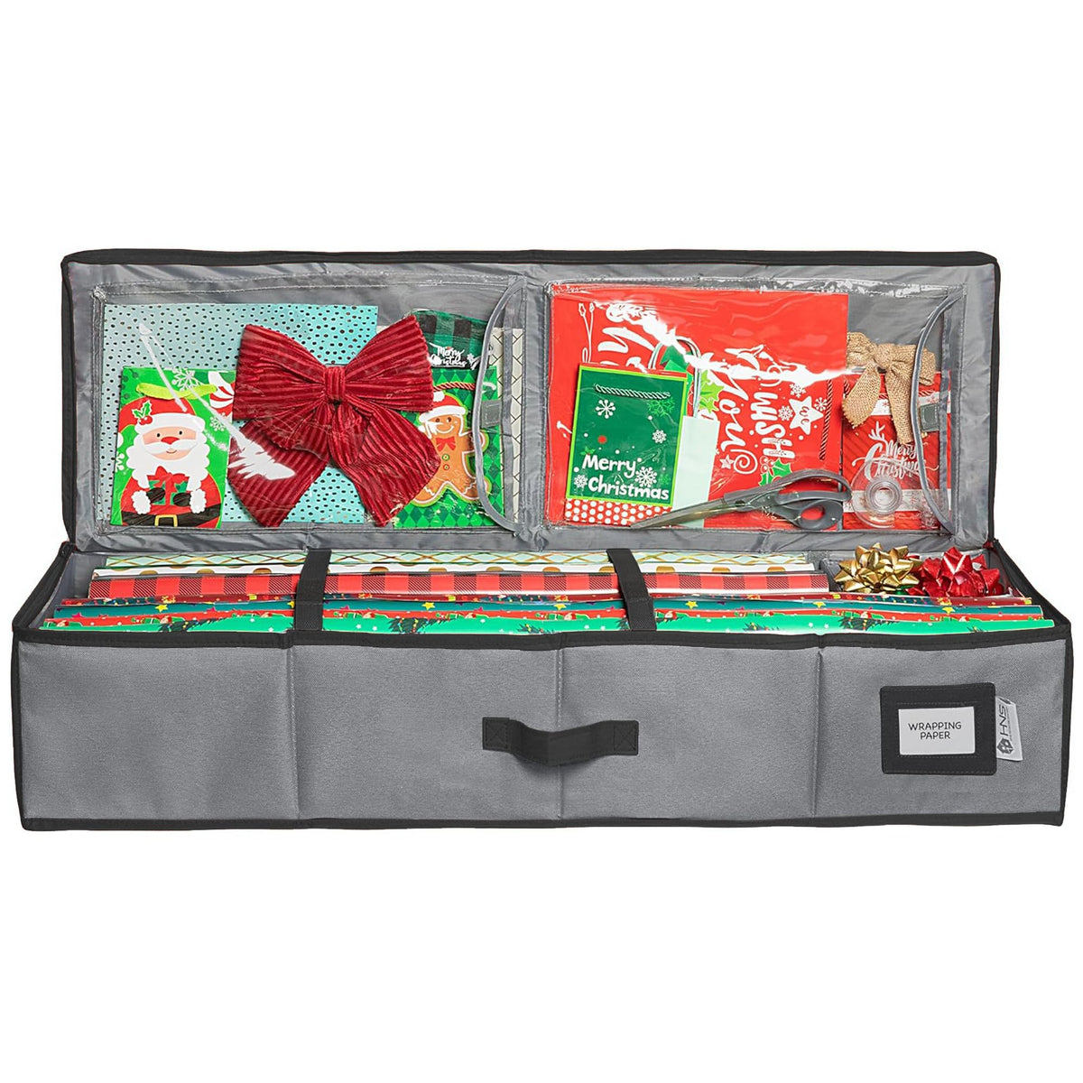 Wrapping Paper Storage Container - Fits up to 27 Rolls 1 3/8” Diam. - Underbed Gift Wrap Organizer Bags, Wrapping Paper Rolls, Ribbon, and Bows - Under Bed- Durable Material 600D - Up to 40” Rolls