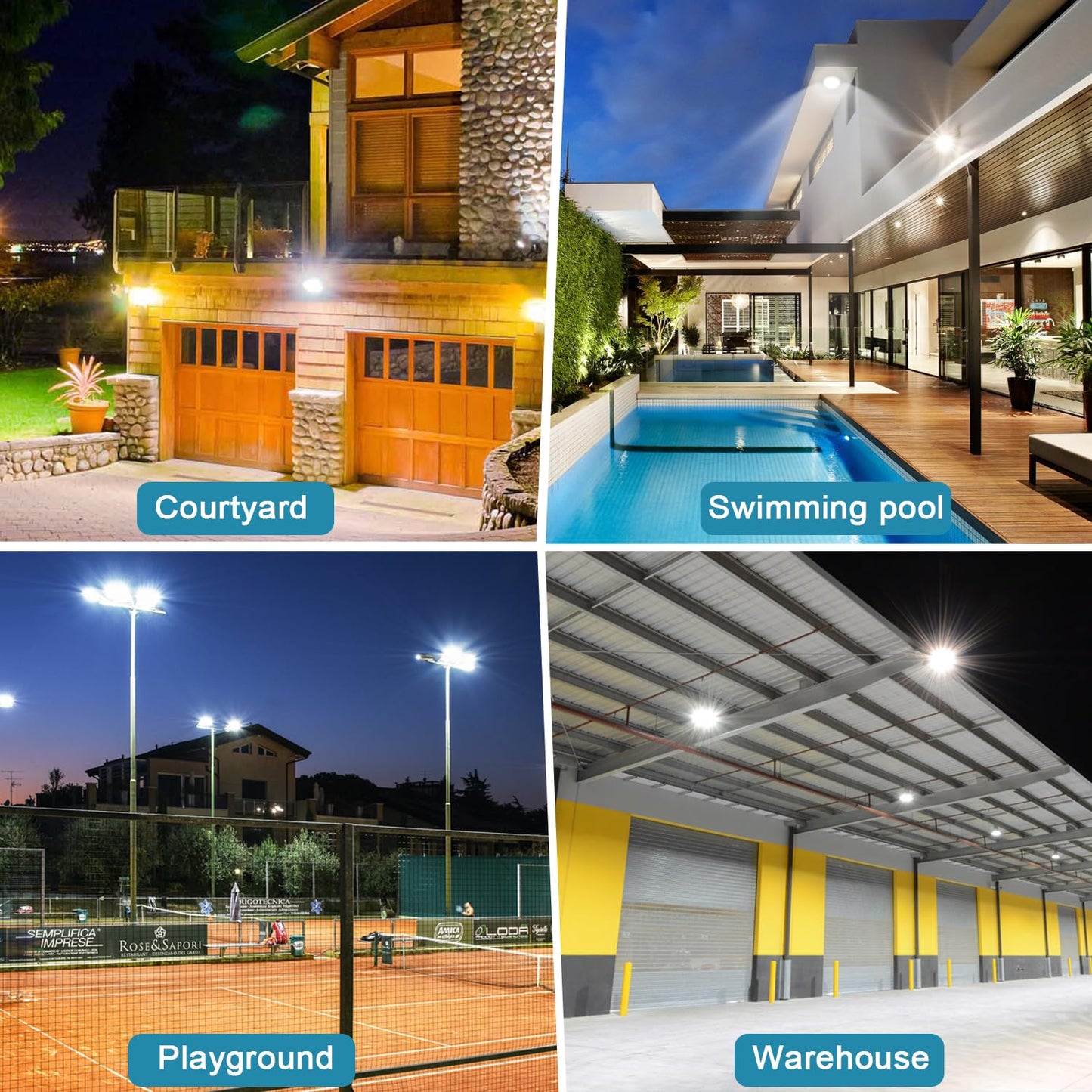 LED Flood Lights Outdoor, 2 Pack 150W 15000LM Bright Floodlight Outside Work Light with Plug, IP66 Waterproof 6500K Outdoor LED Flood Light for Garage, Yard, Lawn, Garden