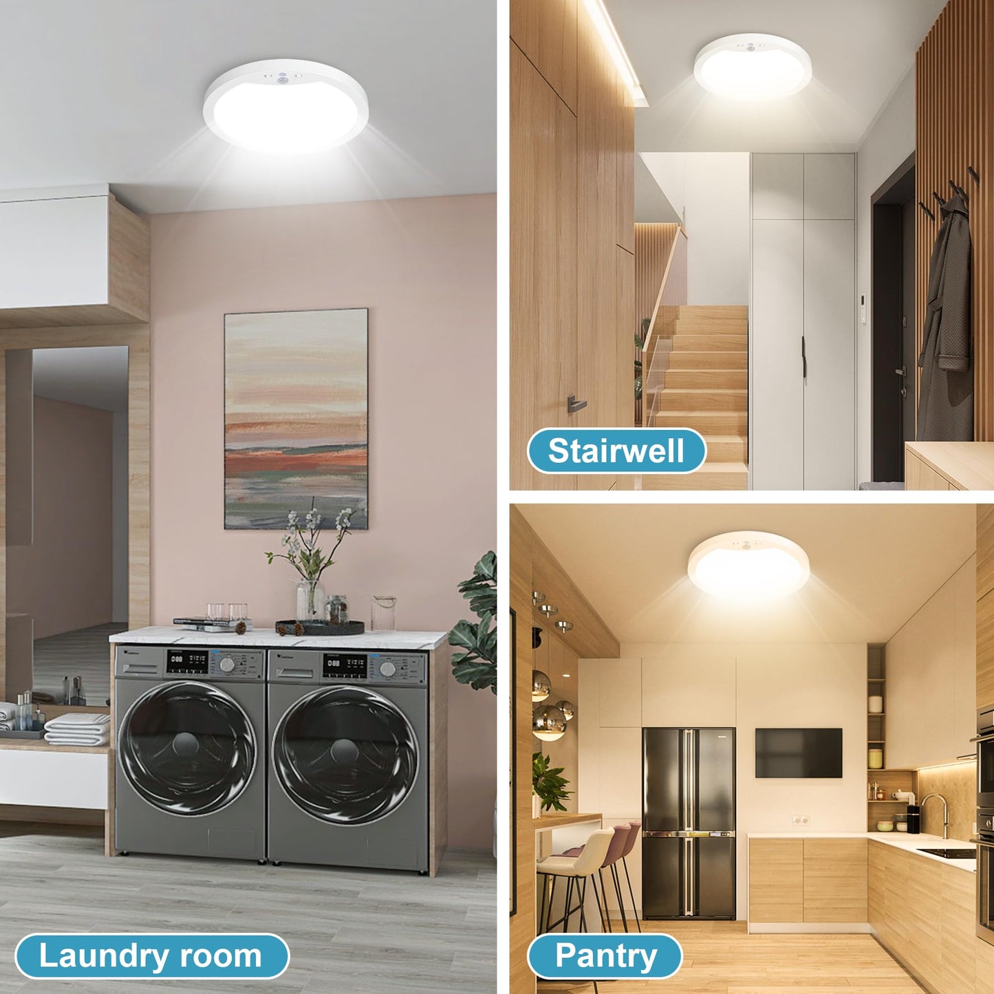 20W 9Inch Motion Sensor LED Ceiling Lights Indoor Hard-wired, Adjustable Color Temperature 3000K 4000K 6000K, Motion Activated Flush Mount Light Fixtures with 3 Light Modes for Closet Hallway, 2 Packs