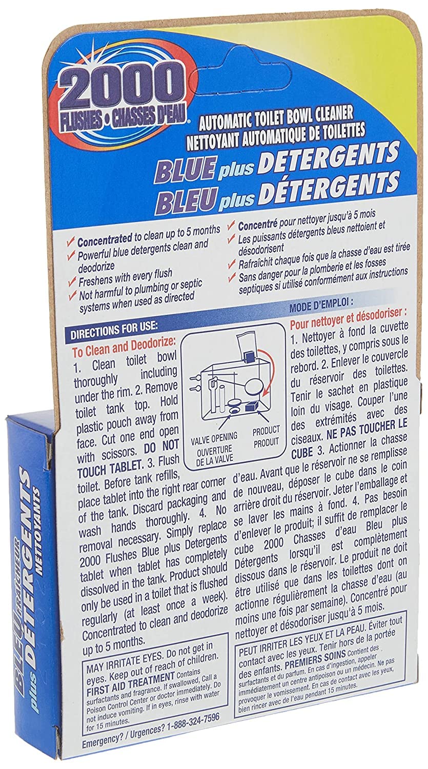2000 Flushes Automatic Toilet Bowl Cleaner | Blue plus Detergents 100g | Makes scrubbing easier by helping break down toilet bowl residue and stains, with pine oil scent | 90813 | 12 Cubes