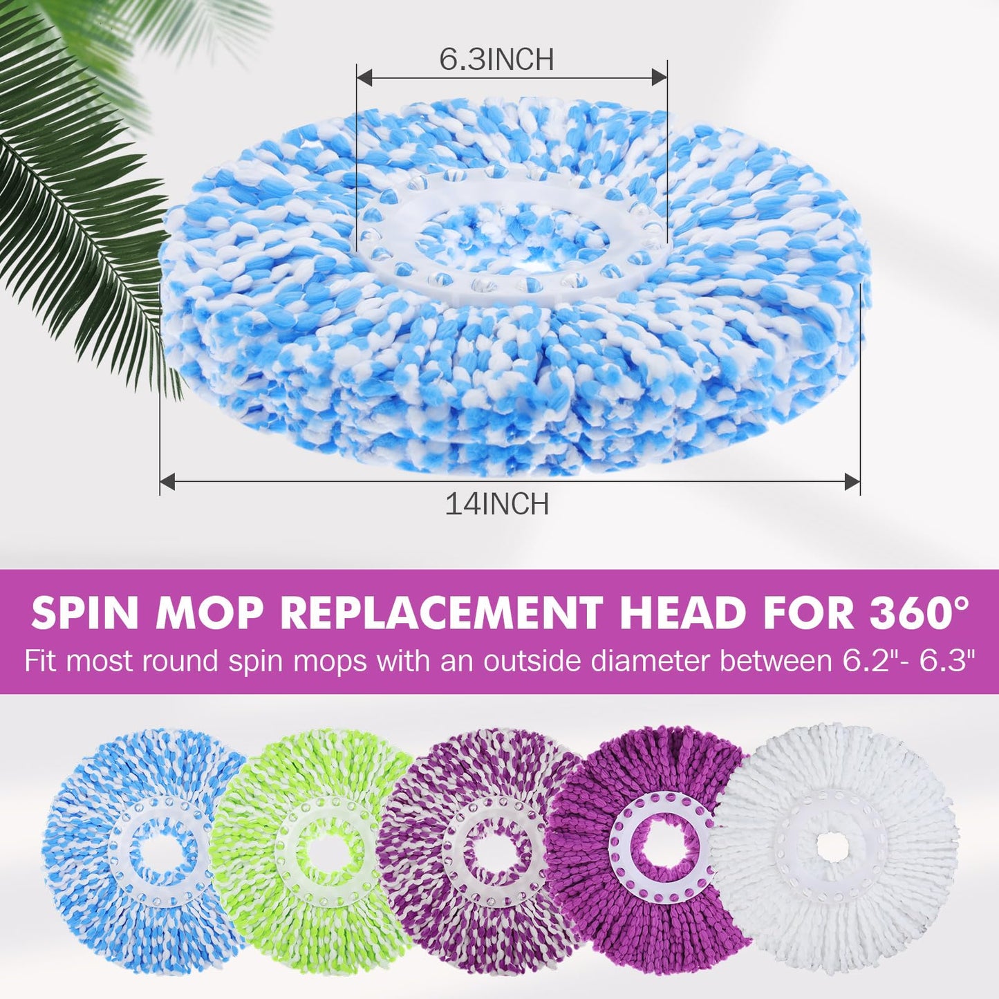 Shellwei 10 Pack Spin Mop Head Replacement Microfiber Head Refills 360° Spin Mop Fit Soft Durable Machine Washable Suitable for Floor Home Office Cleaning (Multicolor)