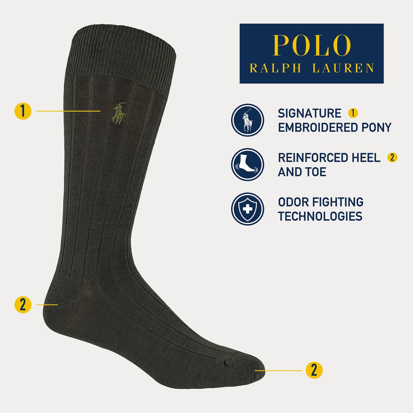 POLO RALPH LAUREN Men's Dress Merino, Brown, 6-12.5
