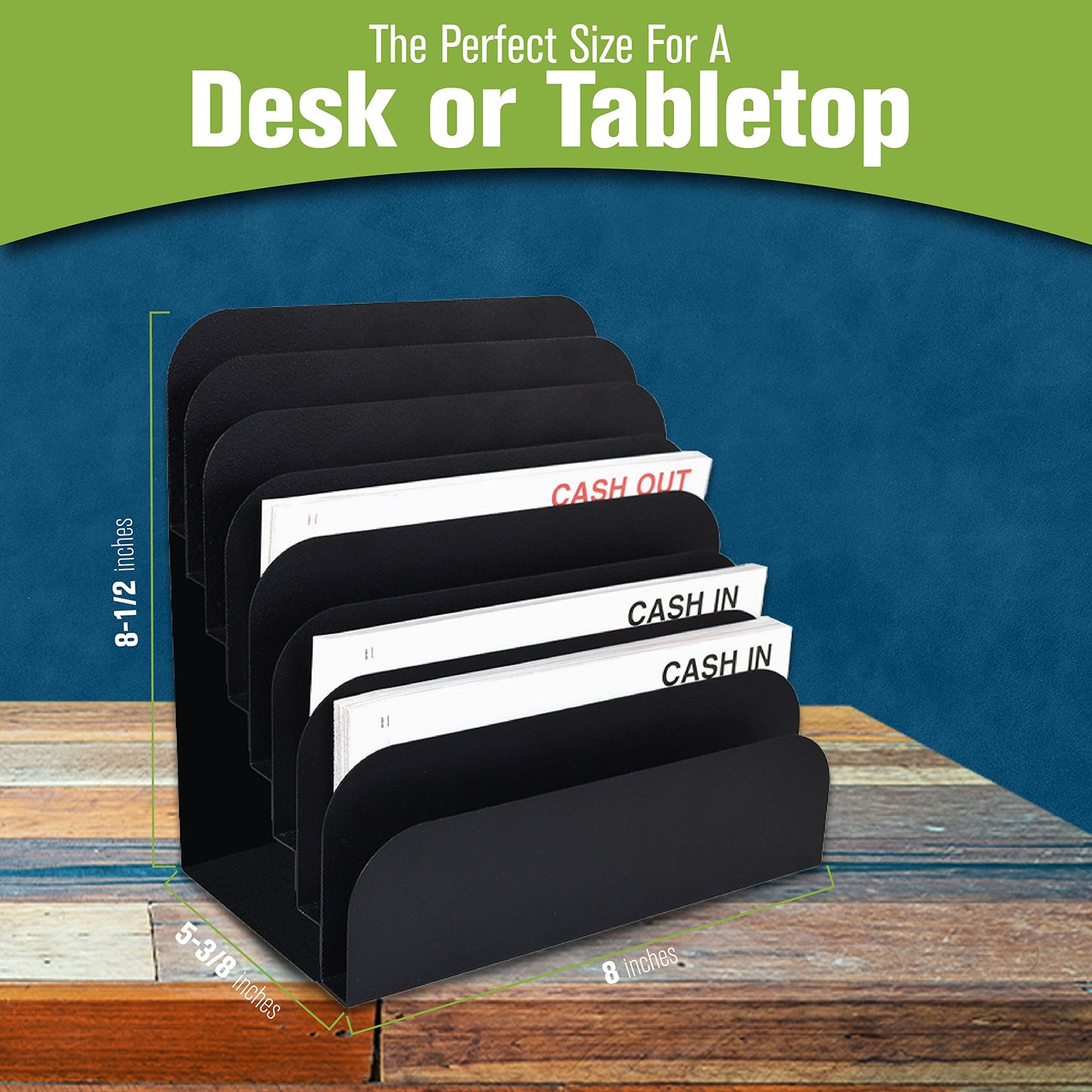 STEELMASTER by BankSupplies Steel Cashier Pad Rack – 8 Slot File & Desk Organizer, Paper Organizer, Black Powder Coat Finish, Scratch & Chip-Resistant - Forms, Applications, Deposit Slips & Checks