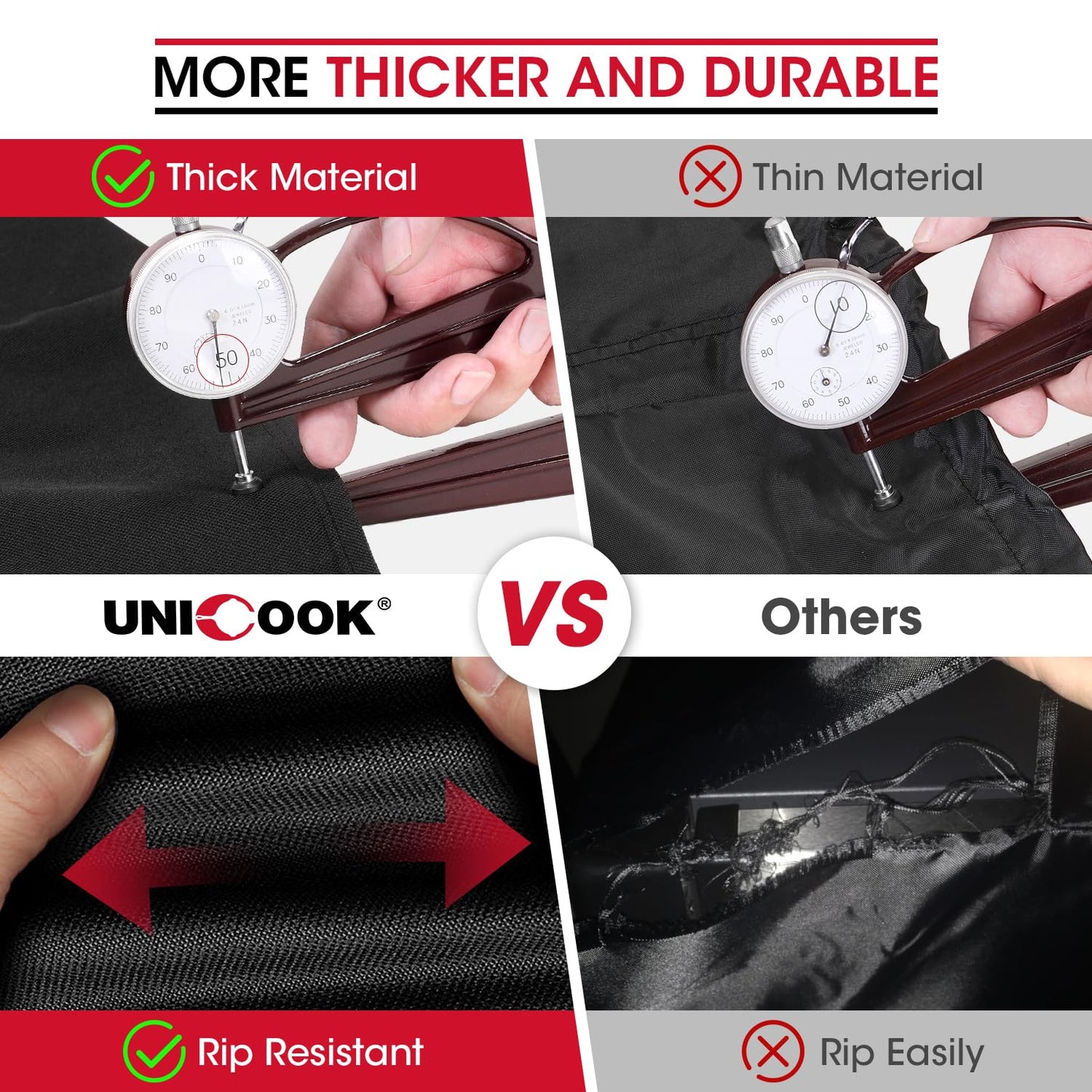 Unicook Griddle Cover for Weber 36 Inch BBQ, Heavy Duty Waterproof 4 Burner Flat Barbecue Grill Cover with Hood, Compared to Weber 3400030, 64 Inch Housse BBQ for Outdoor Griddle, Black