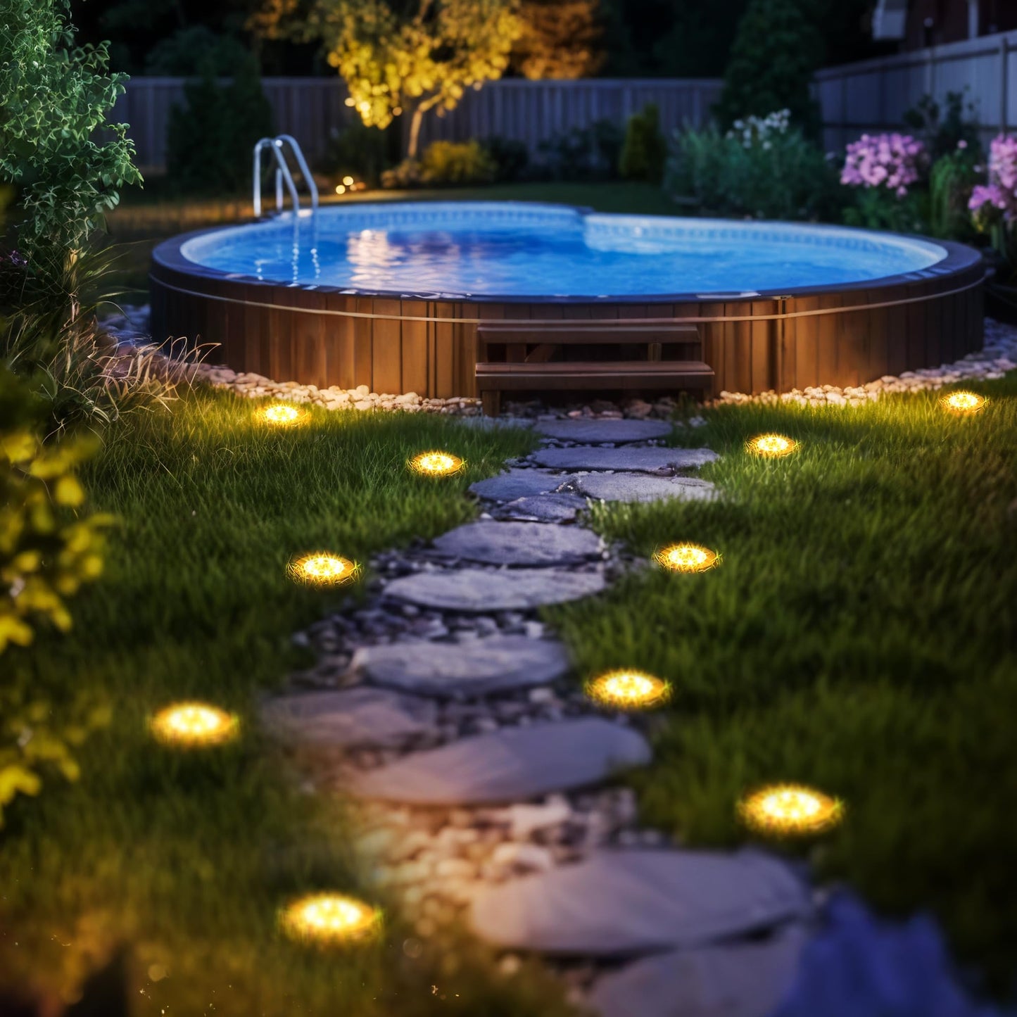 SOLPEX 6 Pack Solar Pool Lights for Above Ground Pools, Waterproof LED Above Ground Pool Lights, Outdoor Pool Decoration Accessories(Warm White)
