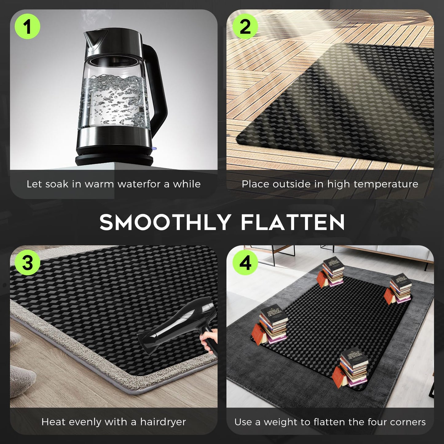 FRUITEAM Office Chair Mat, Unique Diamond-Shaped Pattern, 36" X 48" Computer Chair Mat for Carpet, Non-Slip, Easy Glide PVC Desk Floor Mat for Home, Office, Gaming(Black)