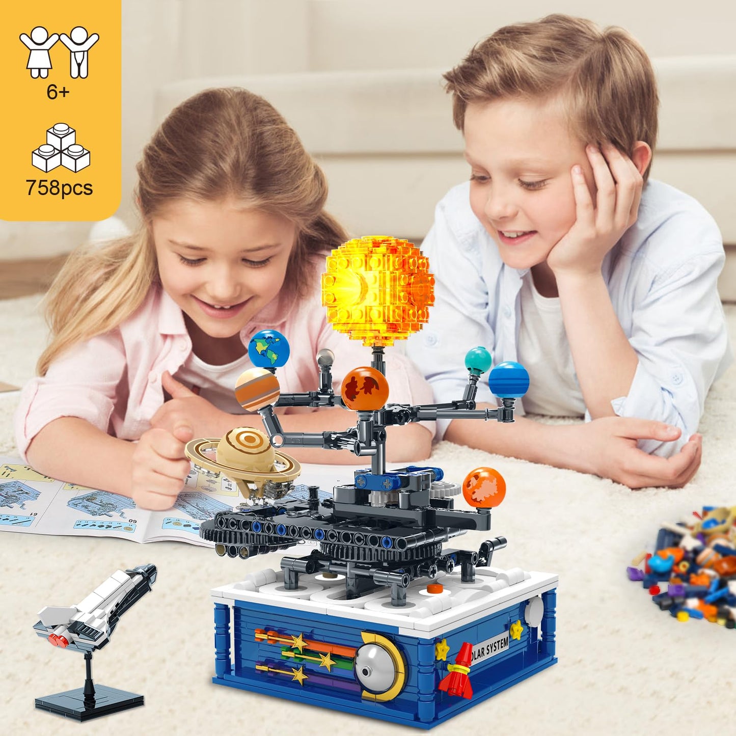 Sitodier Rotatable Solar System Building Blocks Set Toys for Boys Kids, 758pcs Bricks Space Exploration Building Toy, Nice Gifts for Boys Kids Ages 8 9 10 11 12 13 14