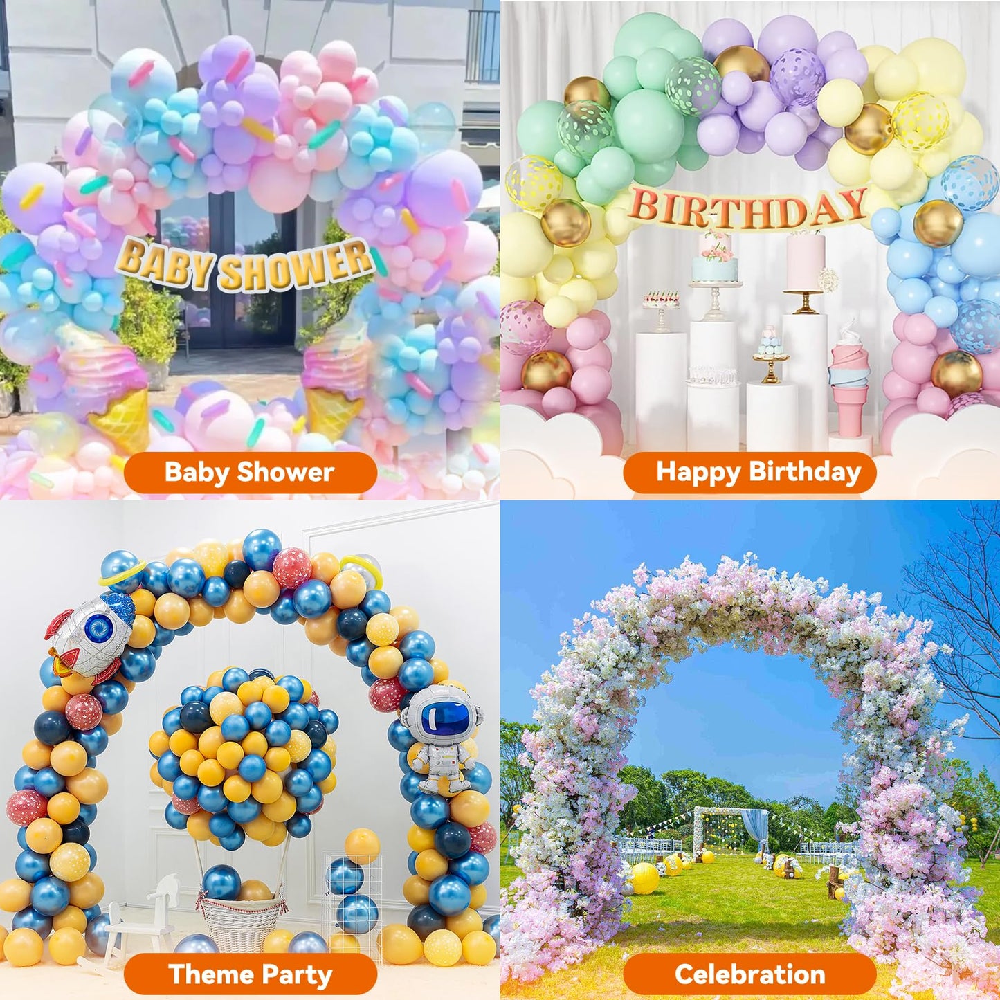 Heyfurni 200cm Round Garden Arch,Wedding Arch,Balloon,Metal Circle Backdrop Stand for Parties, Balloons, Baby Showers, Birthday Celebrations,6.6ftArch, Easy Assembly,200 x100cm, Sqaure, Metal