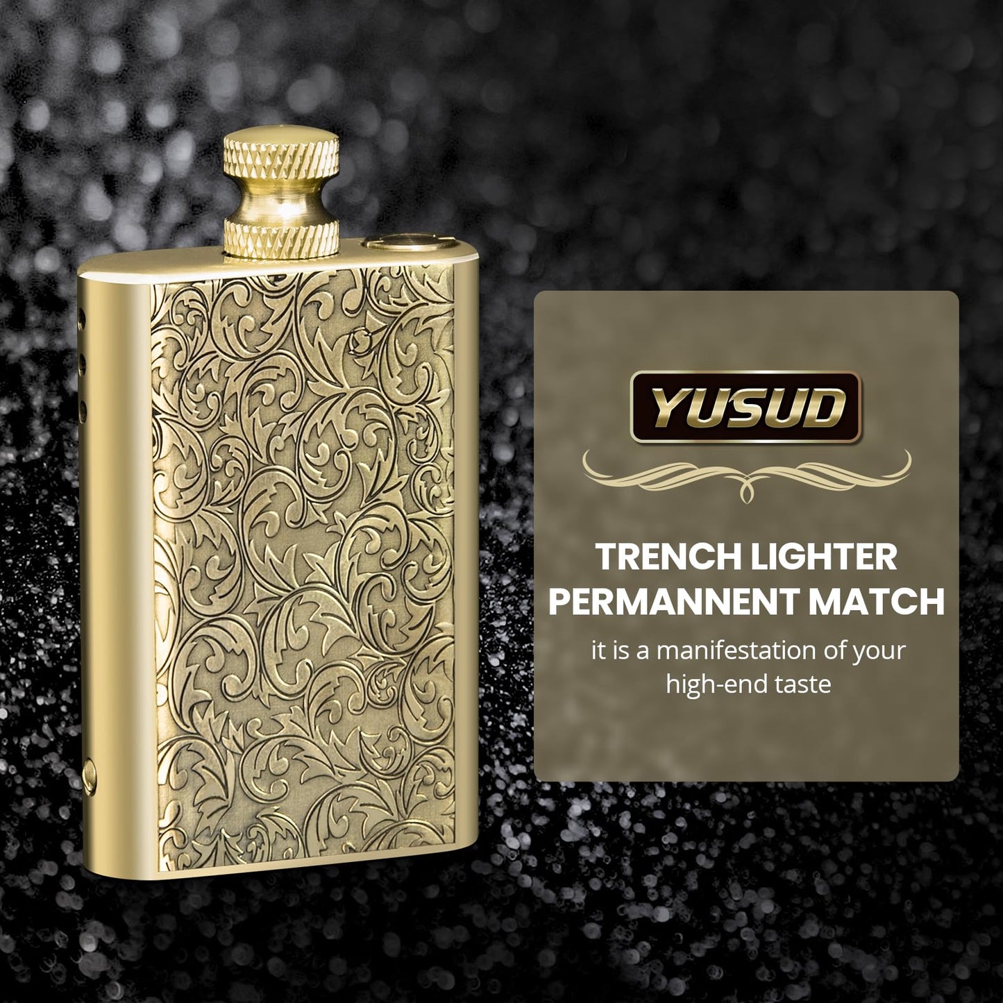 Vintage Lighter Permanent Match, Cool Lighter Fluid Refillable, Brass Trench Lighters, Creative Auto Fire Starter, EDC Reusable Infinite Matches, Unique Birthday Gift for Dad Men Fathers Day