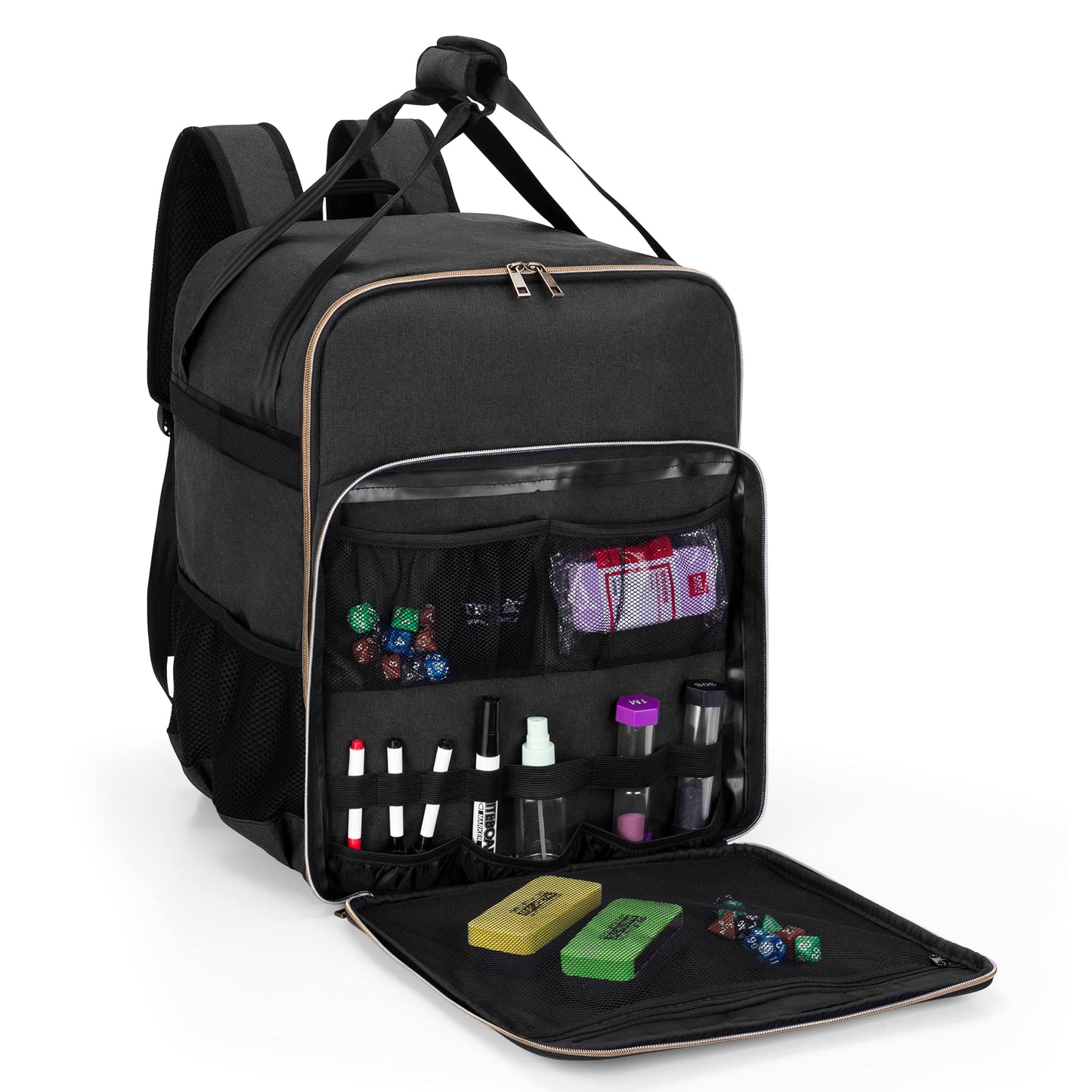 Trunab Board Game Bag Portable Padded Game Storage Tote Bag Carrier for Most Board Games, Card Game, with Large and Multiple Accessory Pockets, Carrying Handle, Map Sleeve