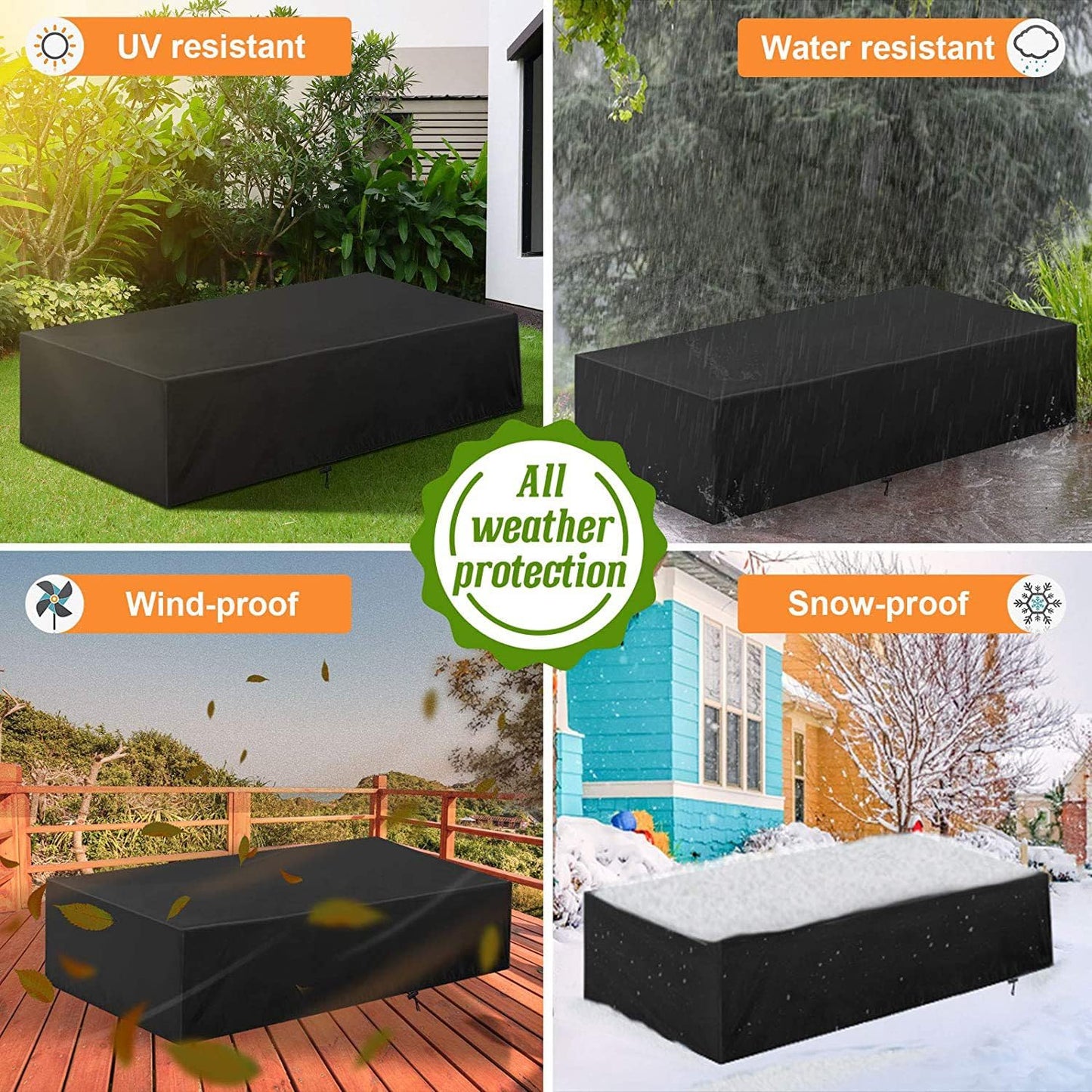 KALINCO Patio Furniture Covers, 600D Heavy Duty Outdoor Furniture Cover, Waterproof Patio Table Cover, Outdoor Sectional Sofa Set Covers (74" L x 47" W x 28" H)