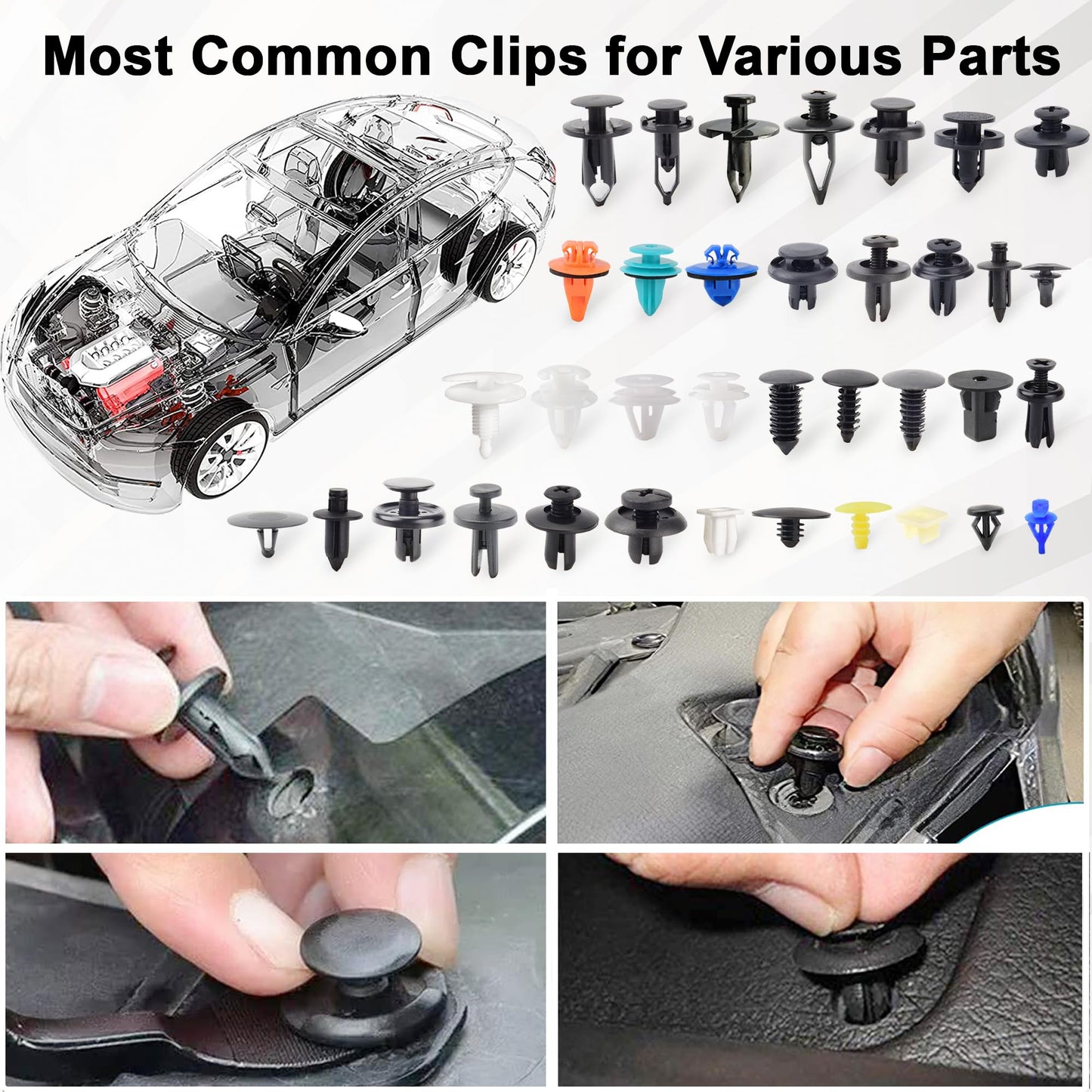 Car Clips 1345PCS Set Car Retainer Clips Bumper Clips Plastic Rivets Auto Clips Nylon Push Pins Clips Fender Clips Car Door Trim Panel Clips for Car - Toyota GM Ford Honda Acura Chrysler…