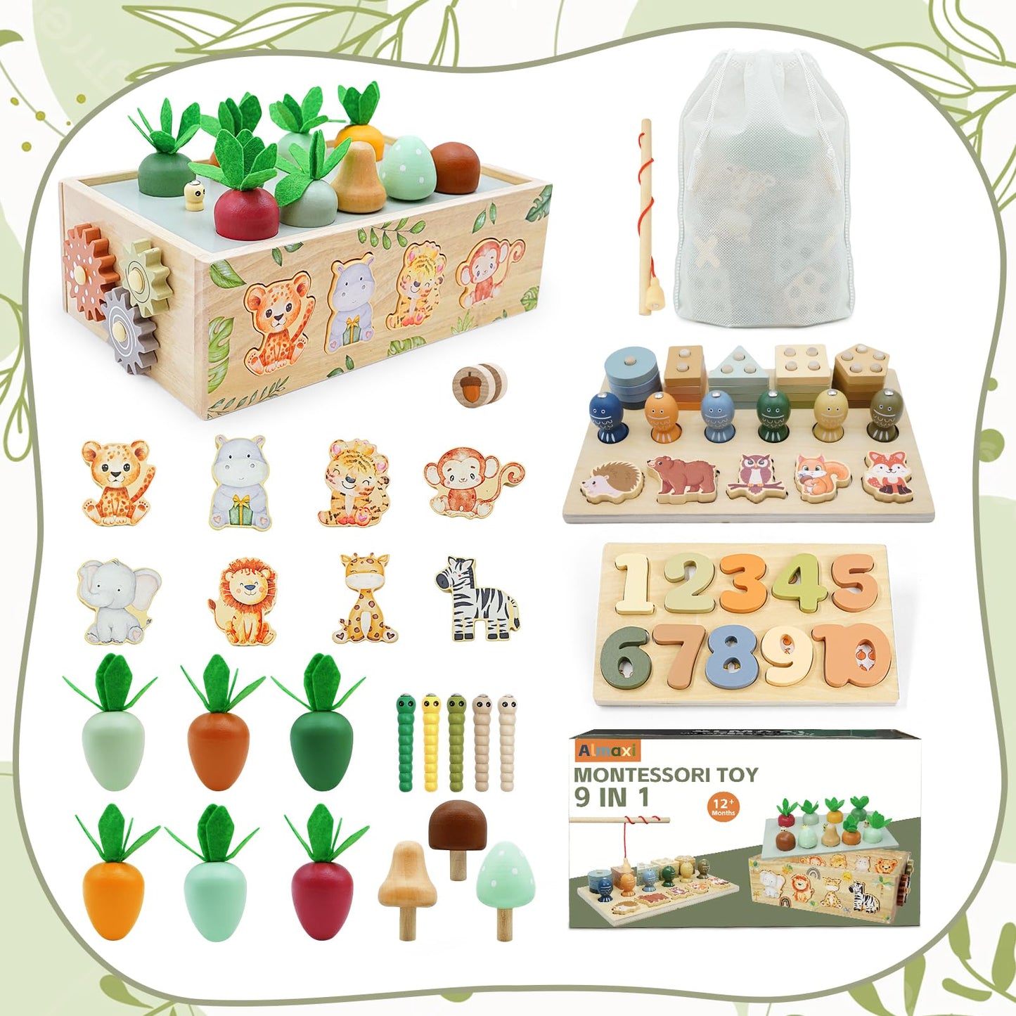 Montessori Toys for 1 Year Old - Educational Wooden Toys for Toddlers 1-3 Years Old Boys Girls,Wooden Animal Shape Sorting Toy Fine Motor Skills,1st Year Birthday Gifts for 1 2 3year Old boy Girl