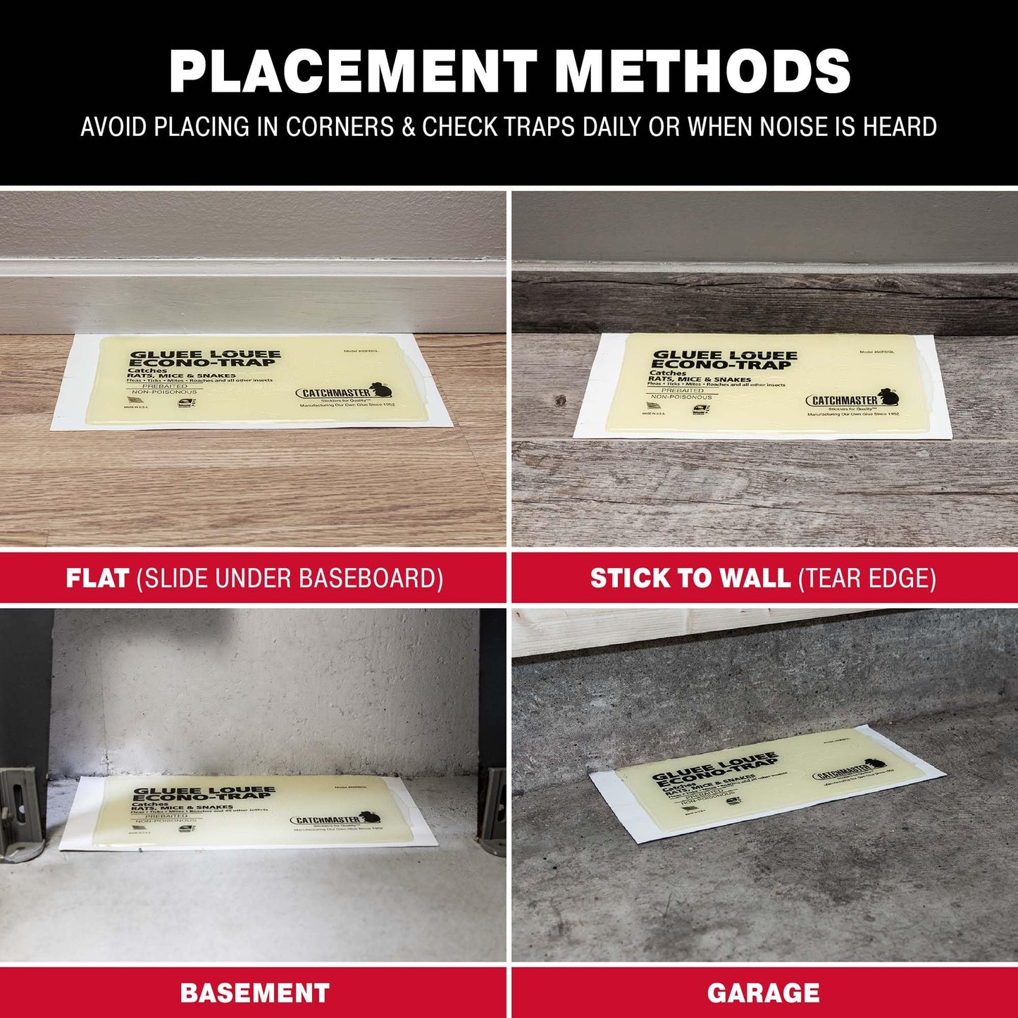 Catchmaster Gluee Louee Rat Extra Large Traps 30-PK, Heavy Duty Glue Trap, Mouse Traps for Home, Pest Control Adhesive Glue Boards for Inside House, Snake, Mice, & Spider Trap