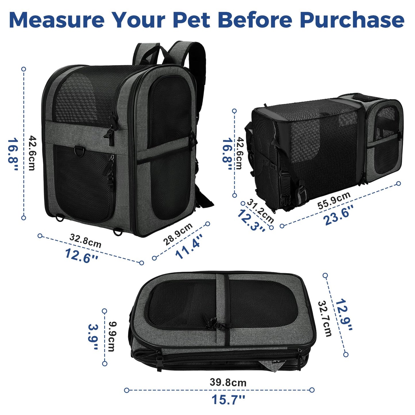 Apollo Walker Pet Carrier Backpack for Large/Small Cats and Dogs, Puppies, Safety Features and Cushion Back Support for Travel, Hiking, Outdoor Use
