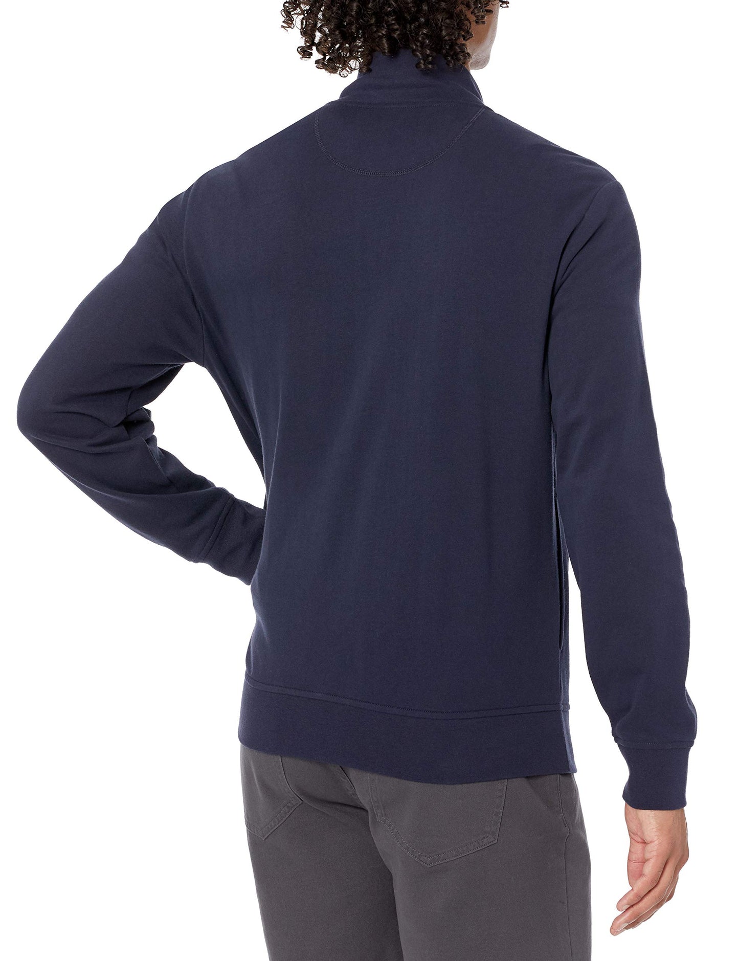 Amazon Essentials Men's Lightweight French Terry Full-Zip Mock Neck Sweatshirt, Dark Navy, Medium