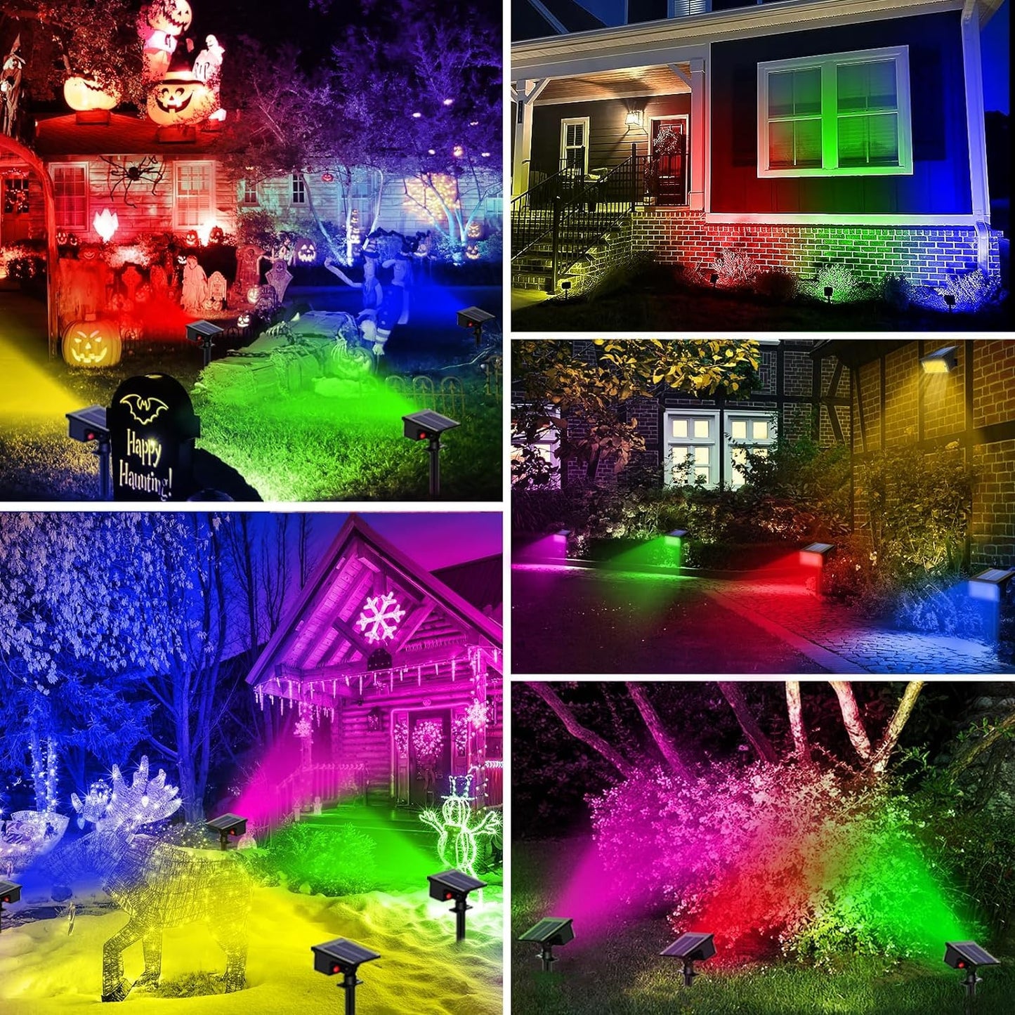 Xmart Solar Garden Lights Outdoor Waterproof IP68 RGB Color Changing 7 Lighting Modes Solar Landscape Spotlight Powered Yard Spot Driveway Auto ON/Off Solar Light for Christmas Outside Walkway(2 Pack)