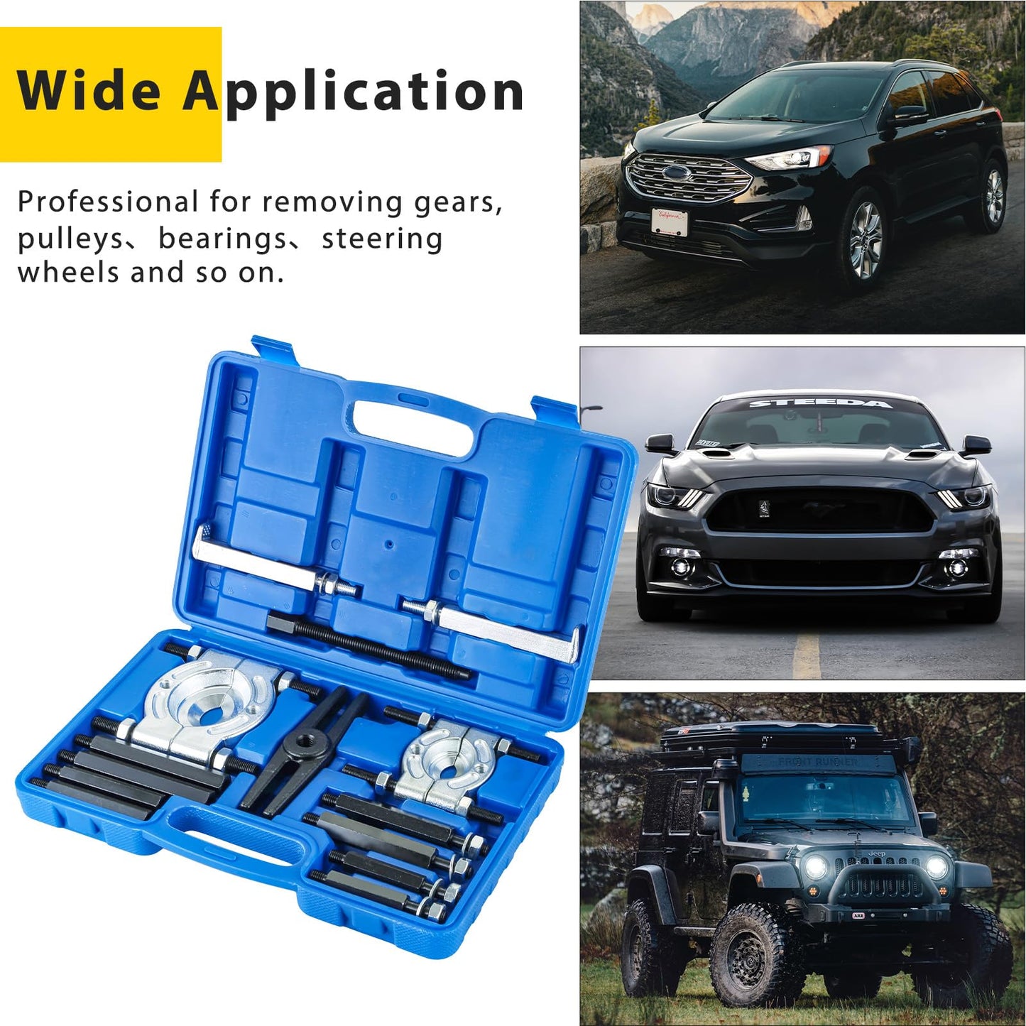 Acymner 14PCS Bearing Separator Puller Set | Heavy Duty 5-Ton Capacity Bearing Puller Set, Wheel Hub Axle Puller Set, 2" and 3" Bearings Splitters Puller Kit