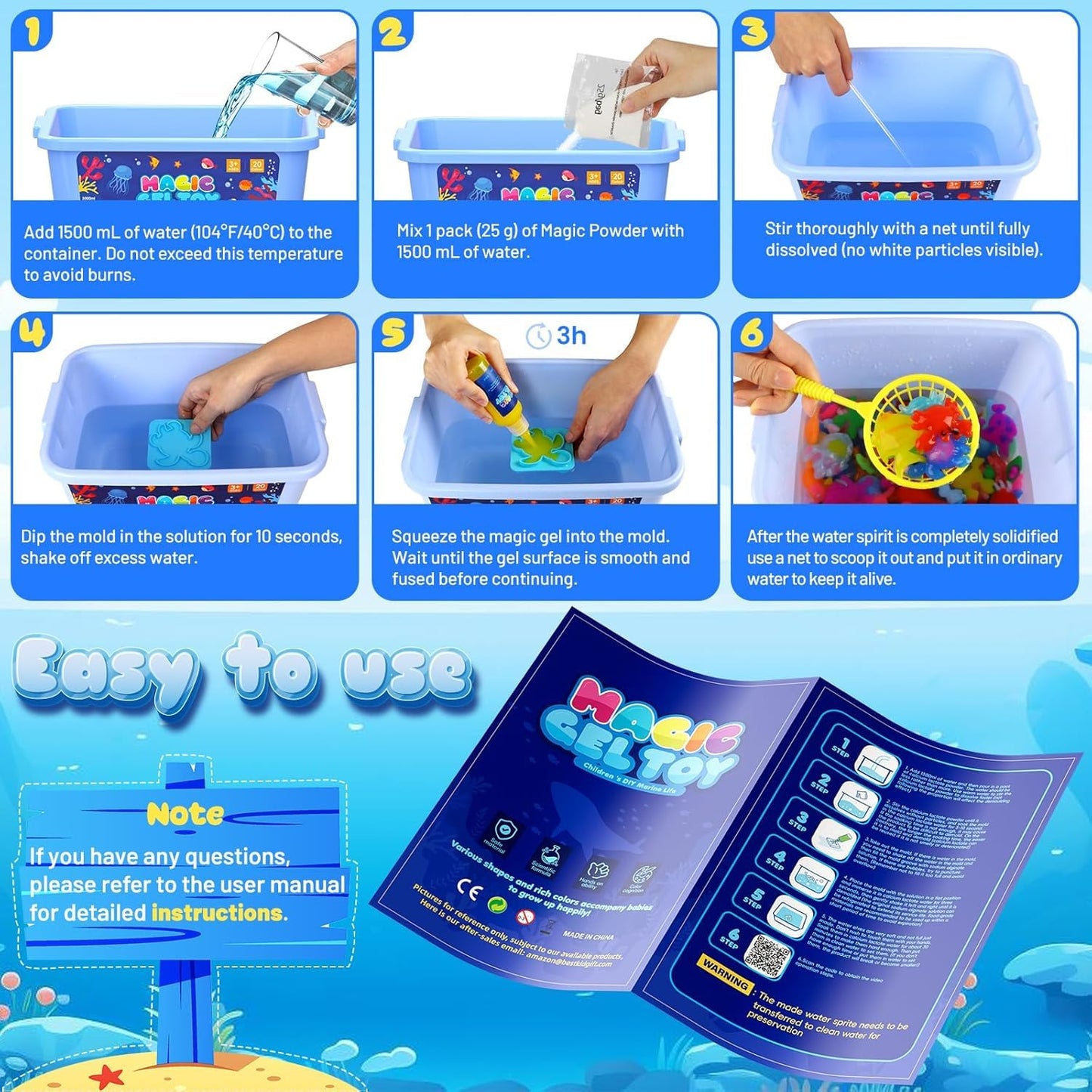Flooyes Magic Gel Elf Water Toy Kit, Handmade Aqua Water Fairy Gels Kit, Creative Squishy Maker Toy with 20 Magic Gels and 16 Shape Molds, Birthday Gifts Crafts&Art DIY Kit for Kids 4 5 6 7 8 Years Old