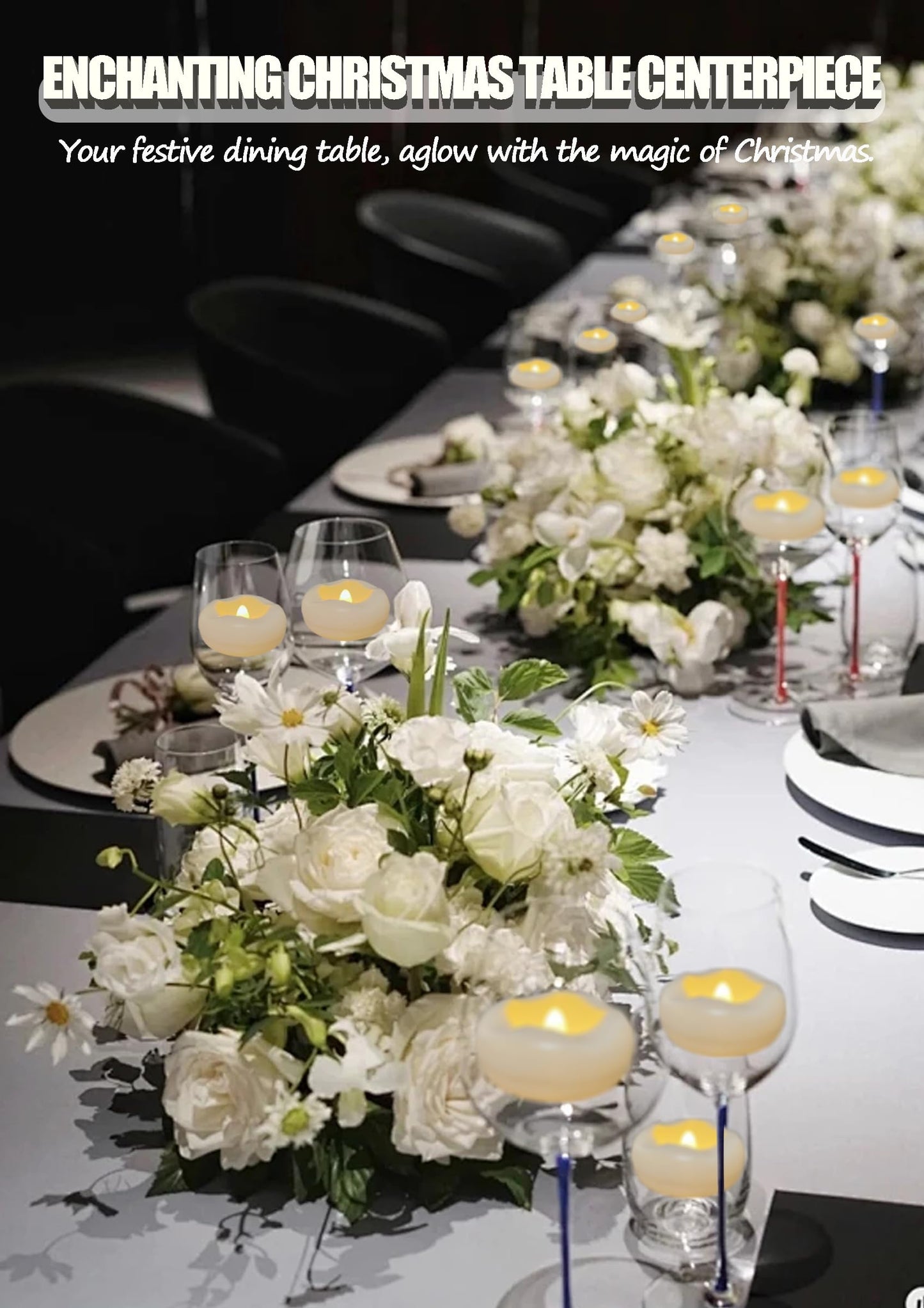 Floating Candles Water-Activated Flameless LED Candle 160+ Hours Waterproof Plastic 2.3" White Battery Operated Candle for Centerpieces Cylinder Vases Table Decorations Wedding Pool Party 36 Packs