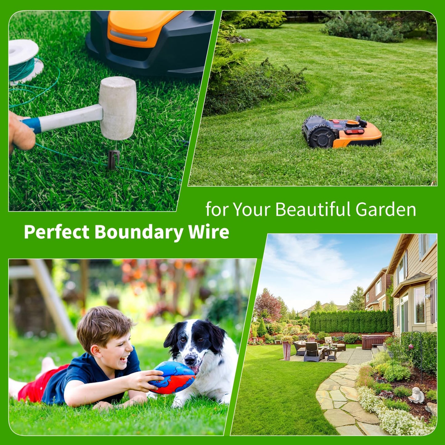 656ft/ 200m Universal Lawnmower Boundary Wire Contains 50x Lawn Pegs+10x Wire Connectors+9X Titanium Blades - Headley Tools Robotic Lawnmower Wire Compatible with Gardena/Husqvarna/Worx
