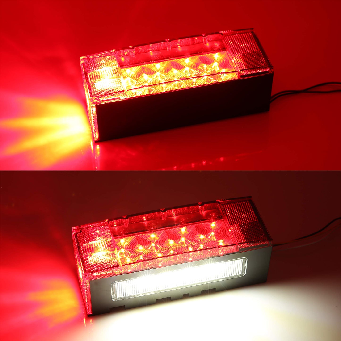 PEAKTOW PTL0102 Deluxe 12V Rectangular Low Profile Submersible LED Trailer Stop/Turn/Tail Light Kit