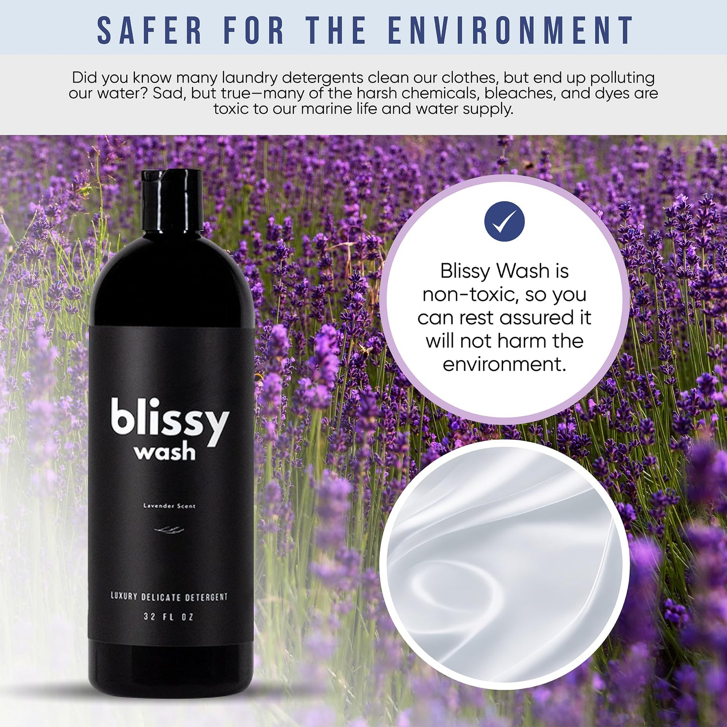 Plant Based Natural Laundry Detergent - Wool, Silk & Cashmere Detergent for Washing Machine - Naturally Scented with Lavender Oil - Silk Detergent, Cashmere Wash, Wool Shampoo - Silk Laundry Detergent