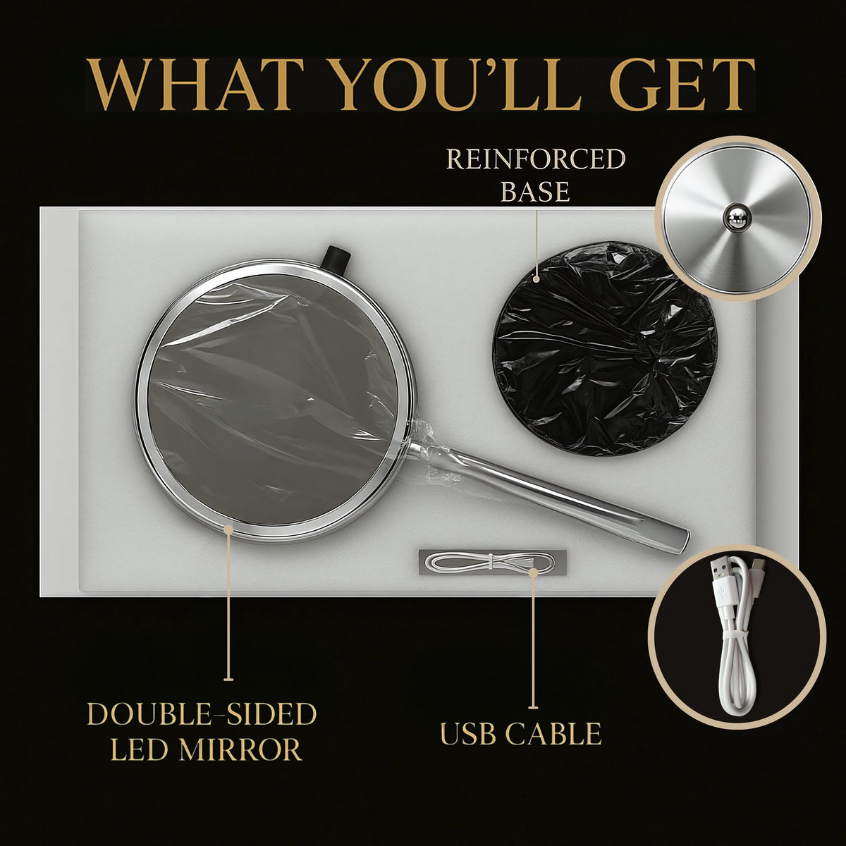 Ultra Zoom 20X Magnifying Illuminated Makeup Mirror - 20X & 1X Dual Sided Glow with 3 Luminous Modes, Charging Cord Included - 38cm Tall x 20cm Wide (Chrome)