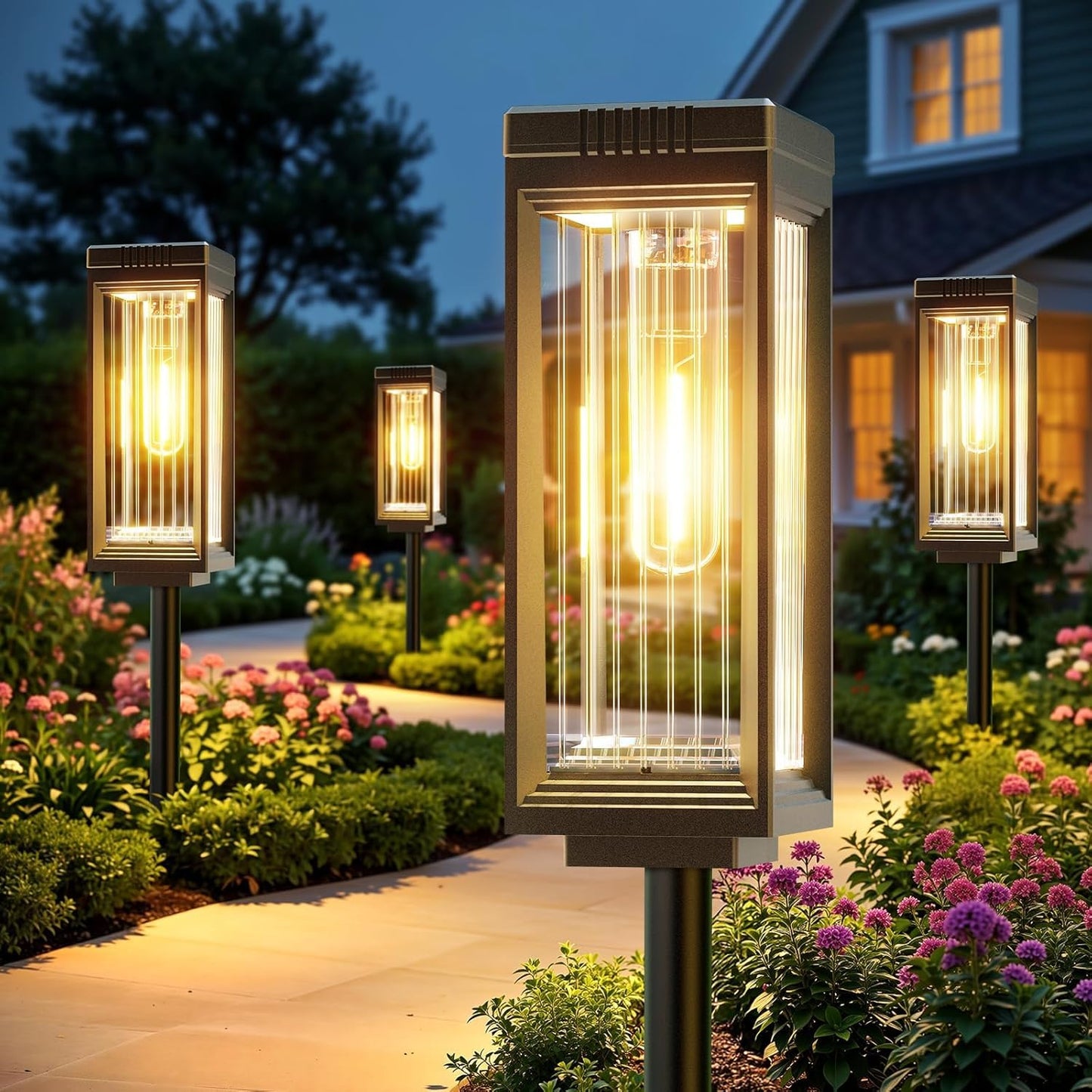 KOOPER Solar Lights Outdoor, 8 Pack Upgraded Solar Lights Outdoor Waterproof, Bright Up to 15 Hrs Solar Pathway Lights, Auto On/Off Solar Garden Lights for Yard Patio Lawn Path Walkway Garden Decor