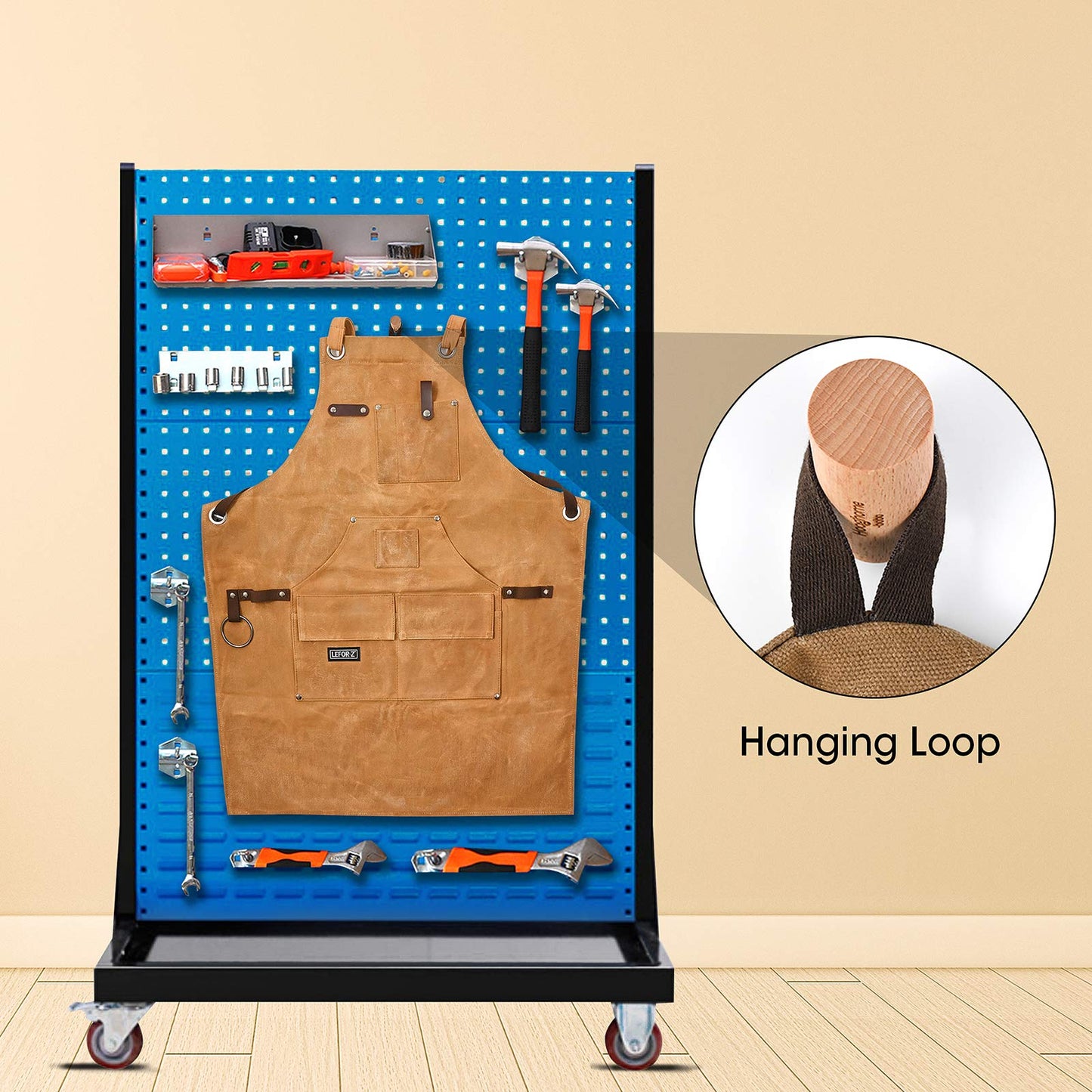 Woodworking Shop Apron with Magnetic Pocket,Waxed Canvas Work Apron for Men, Waterproof Carpenter Apron Cross- Back Strap & Adjustable from M to XXL