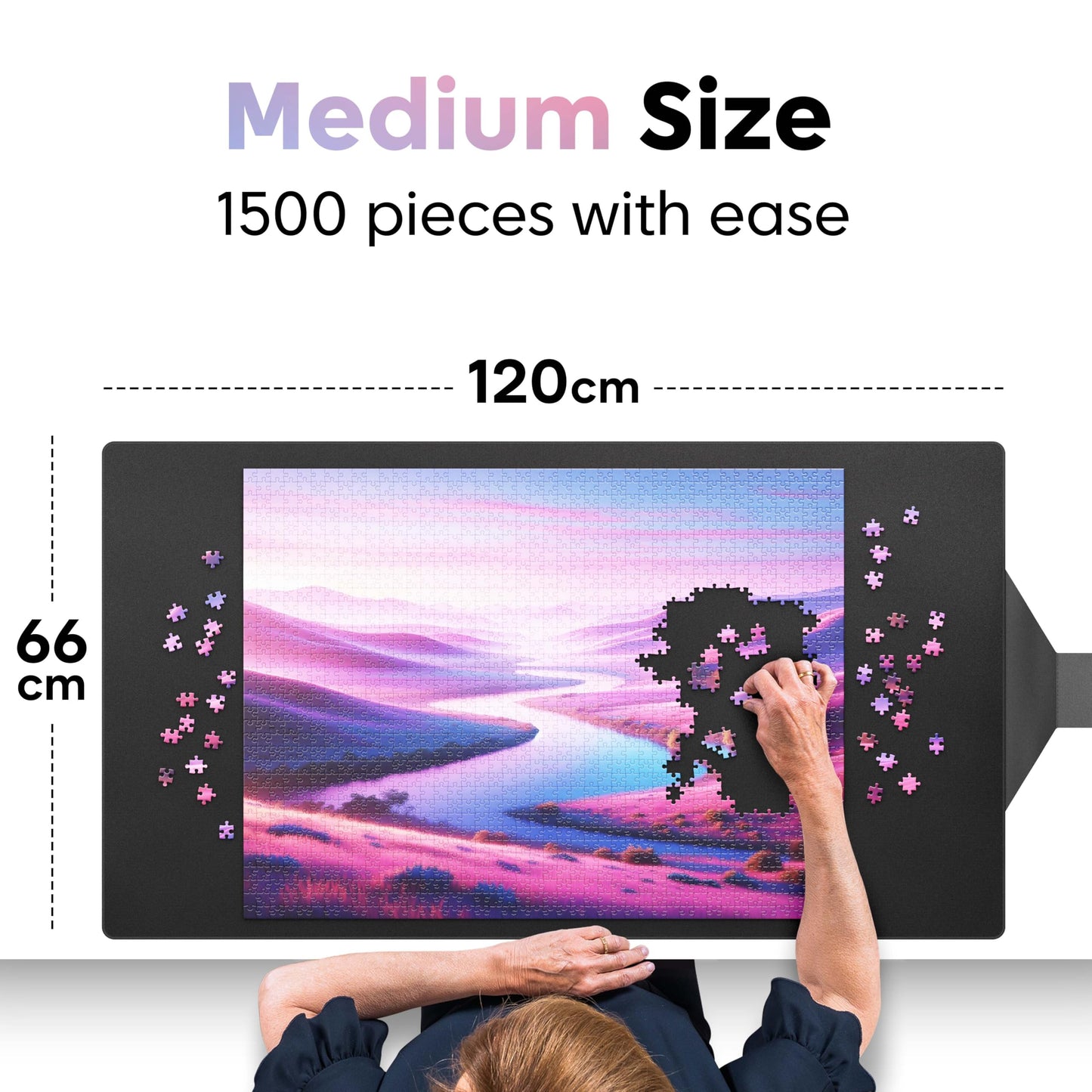 Puzzlup Puzzle Mat Roll Up 1500 Pieces - 26 x 47 Inches - Portable Non Slip Jigsaw Puzzle Keeper - Suited for Puzzles of 500, 1000 or 1500 Pieces