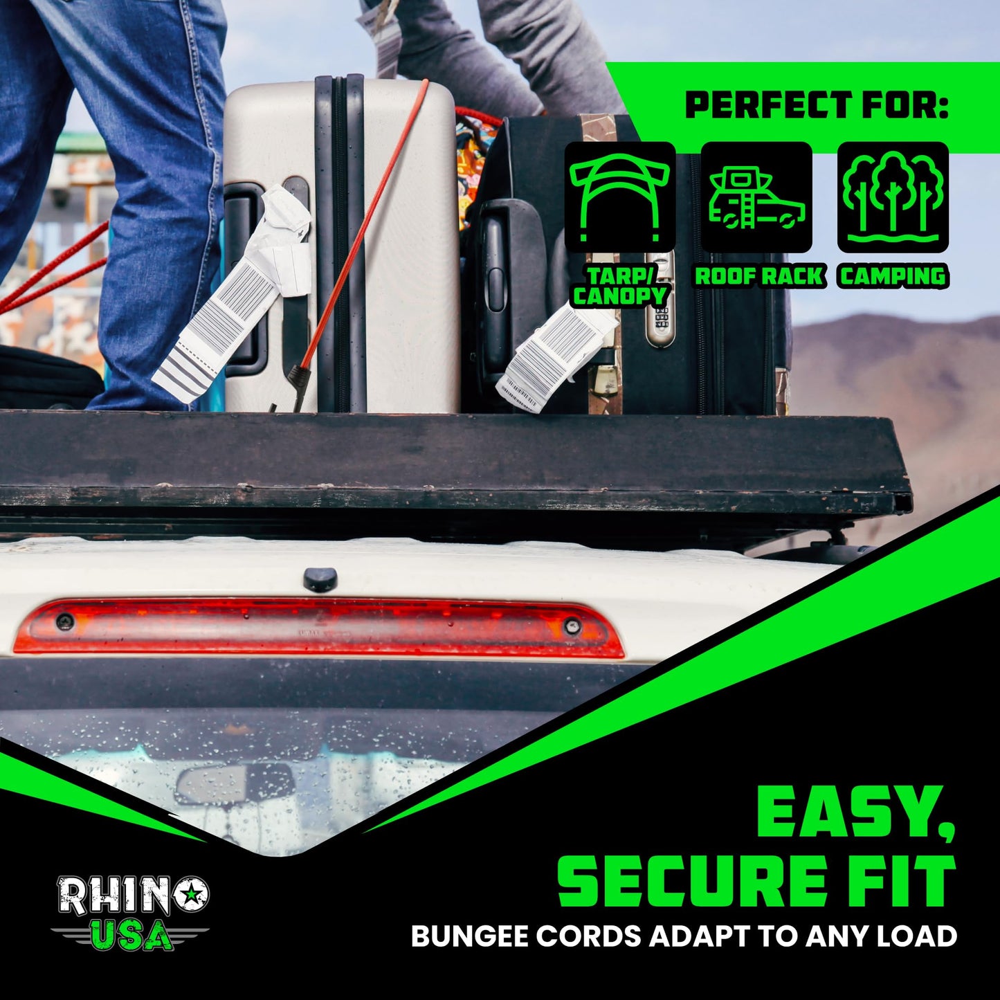 Rhino USA Bungee Cords with Hooks (28-Piece) Heavy Duty Outdoor Bungee Straps with Small, Short and Long Sizes - 4 Free Tarp Clips, Drawstring Bag, Canopy Ties & Ball Bungie - UV & Weather Resistant