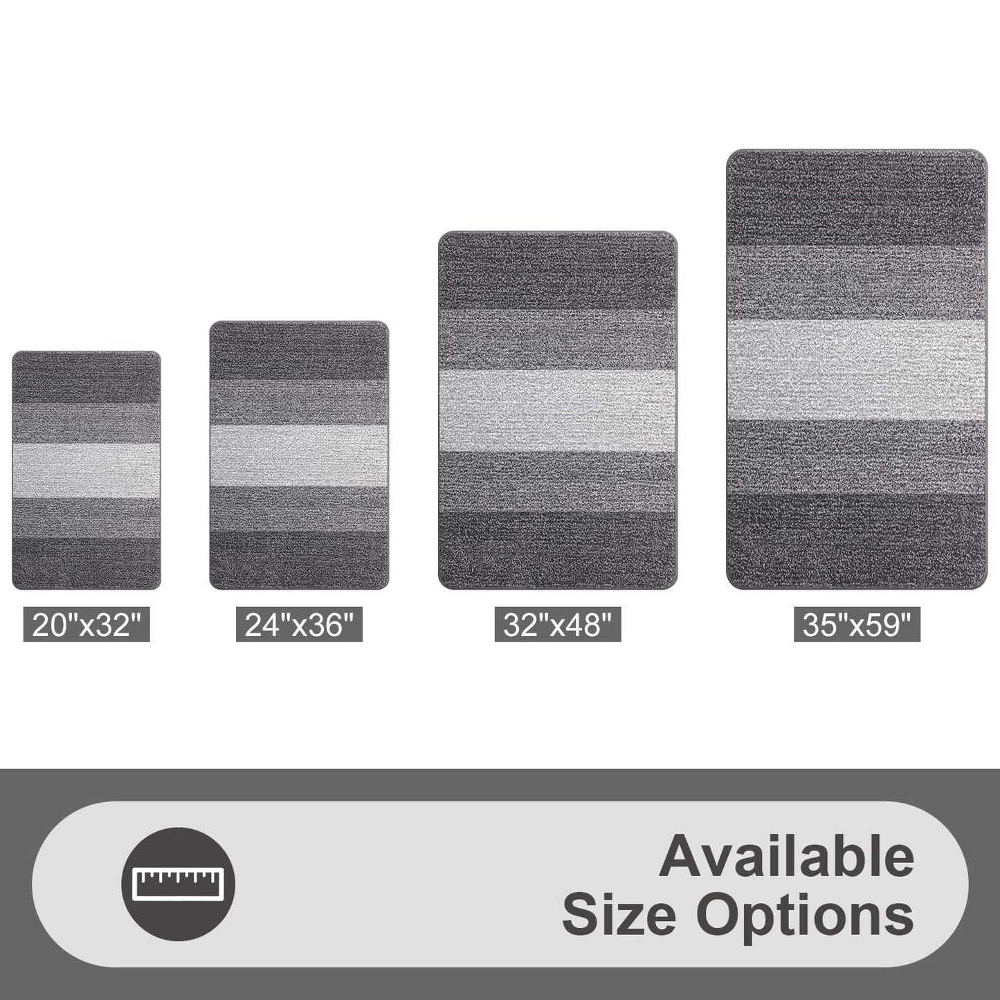 Grandaily Indoor Doormat, 24" x 36" Non-Slip Mud Trapper Absorbent Front Door Mats, Washable Striped Inside Entryway Mat, Low-Profile Welcome Mat Entrance Mat, Grey