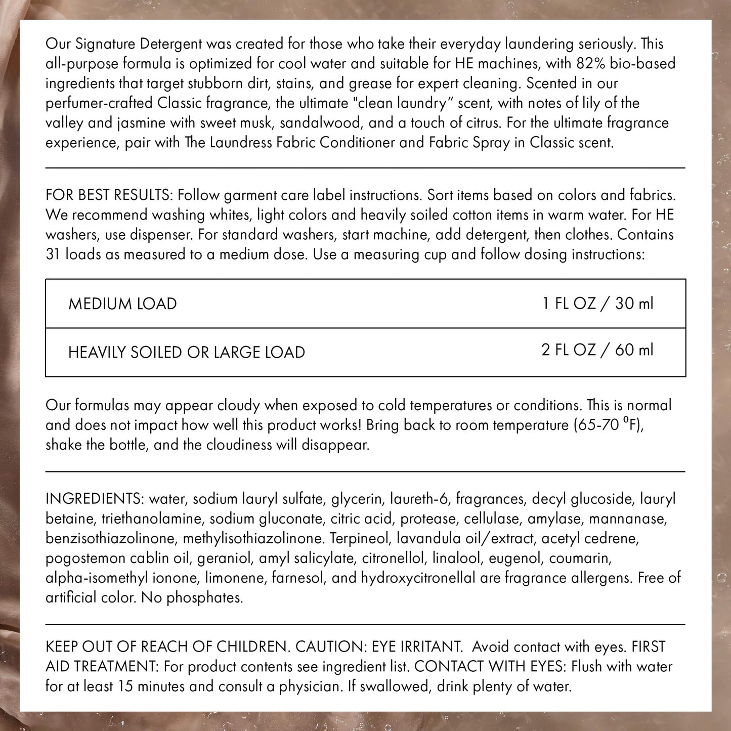 The Laundress Signature Detergent Classic, 32 Fl Oz, Laundry Detergent Liquid, Concentrated, Stain Remover