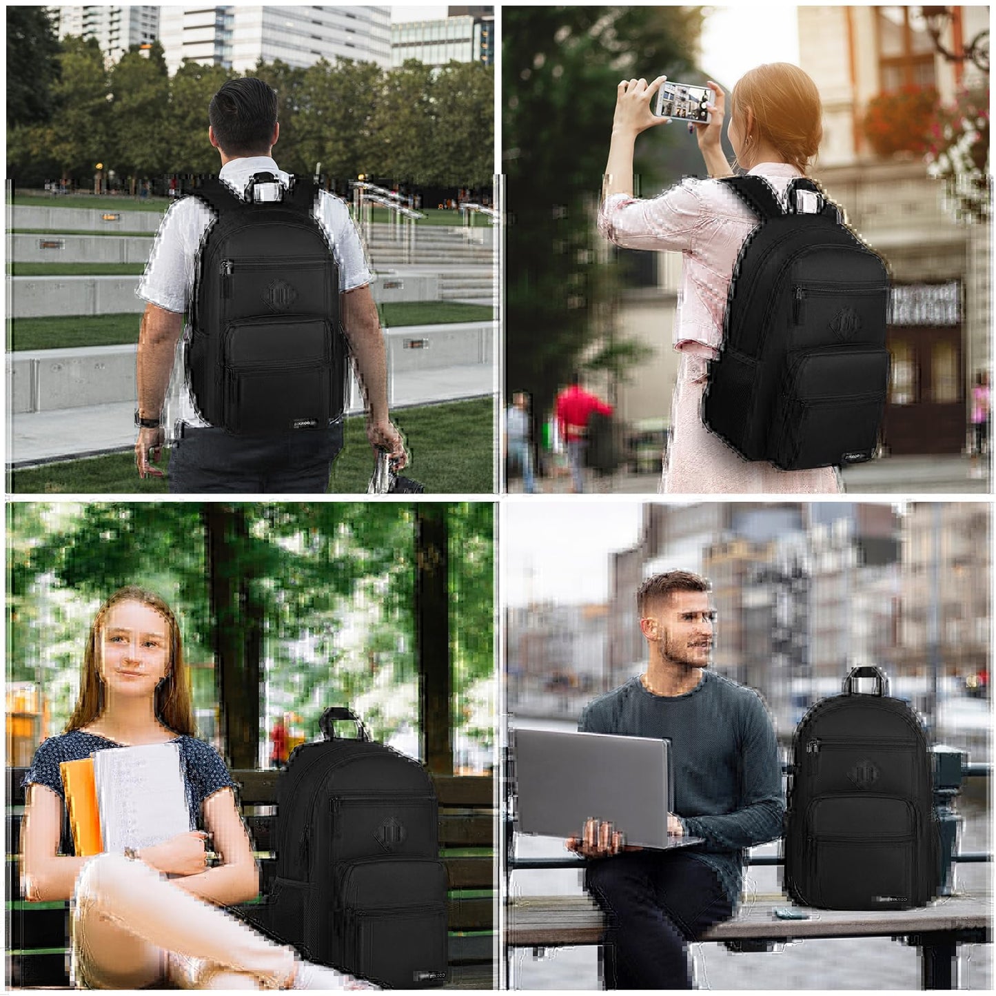 Black Backpack for Men and Women, Backpack for School Teens Boys and Girls, Lightweight Casual High School Bookbag (Black, 15.6 Inch)