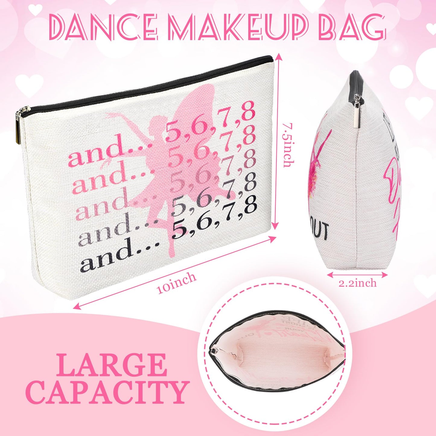 Silkfly 12 Pcs Dance Makeup Bag Ballet Cosmetic Bag Ballet Lover Gift Portable Travel Dance Stuff Teacher Appreciation Gifts Toiletry Zipper Pouch for Women