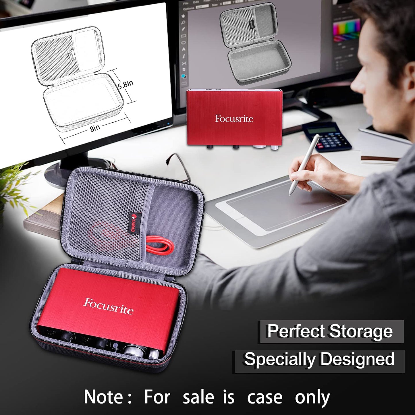 XANAD Case for Focusrite Scarlett Solo or 2i2 (3nd Gen) Audio Interface -Hard EVA Storge Bag
