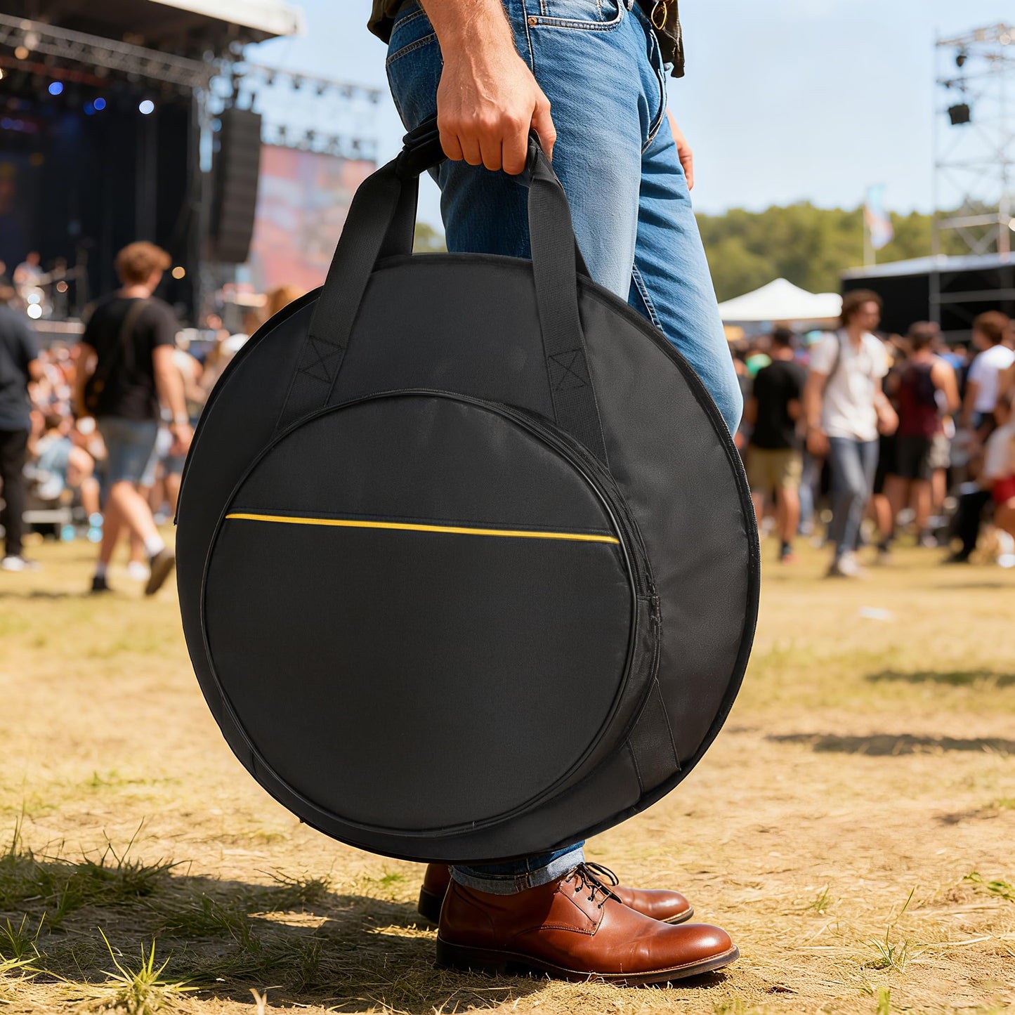 MAYQMAY Professional 22Inch Padded Cymbal Bag/Cases 600D Waterproof Oxford Cloth with 17in Pocket, Black