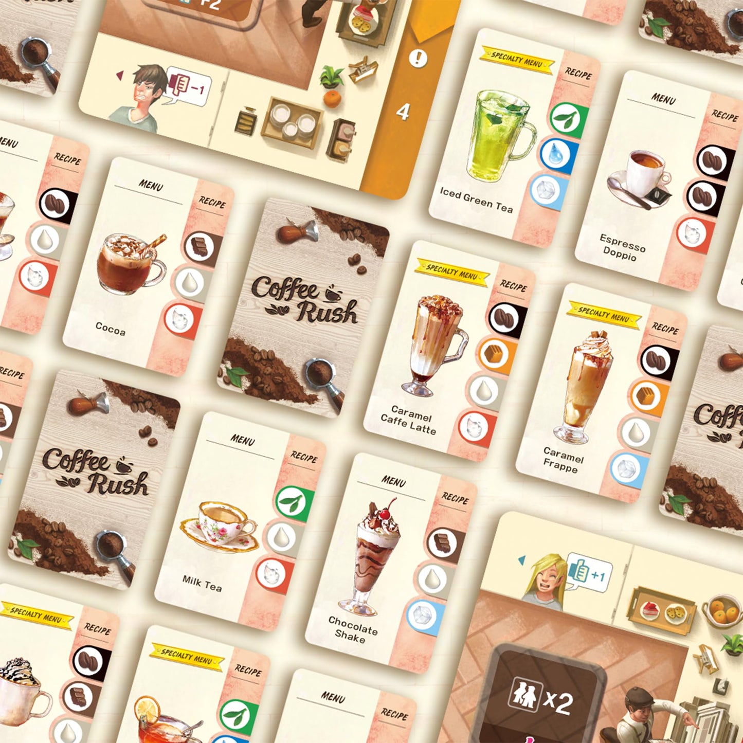 Coffee Rush (EN) - Board Games - Strategy/Family - Compete to Fulfill Orders and Become The Best Barista - Ages 8+ - 2-4 Players - 30-45 Minute Playtime - Made by Korea Boardgames